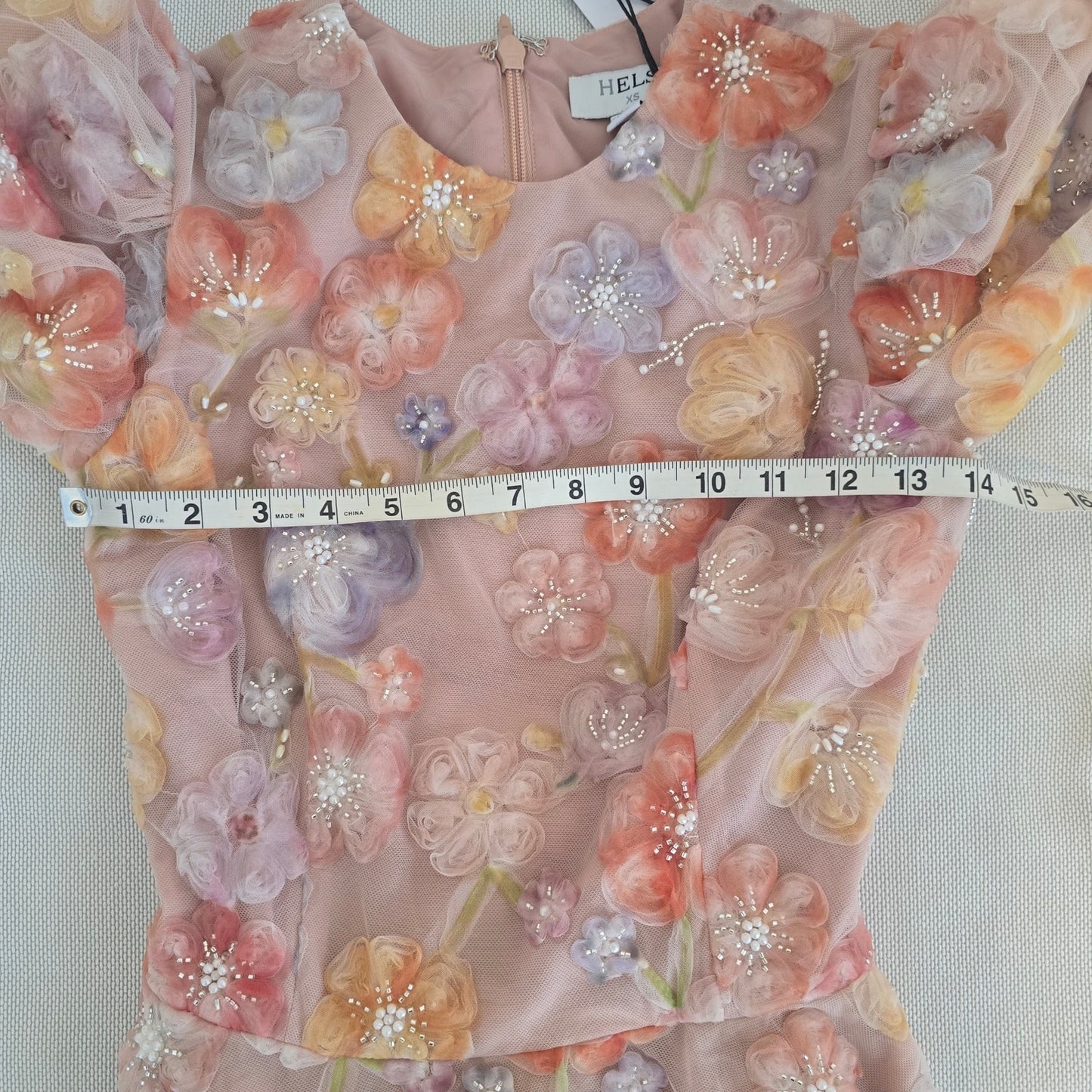 Anthropologie Helsi Tessa Long Sleeve Applique A-line Maxi Dress Sz XS