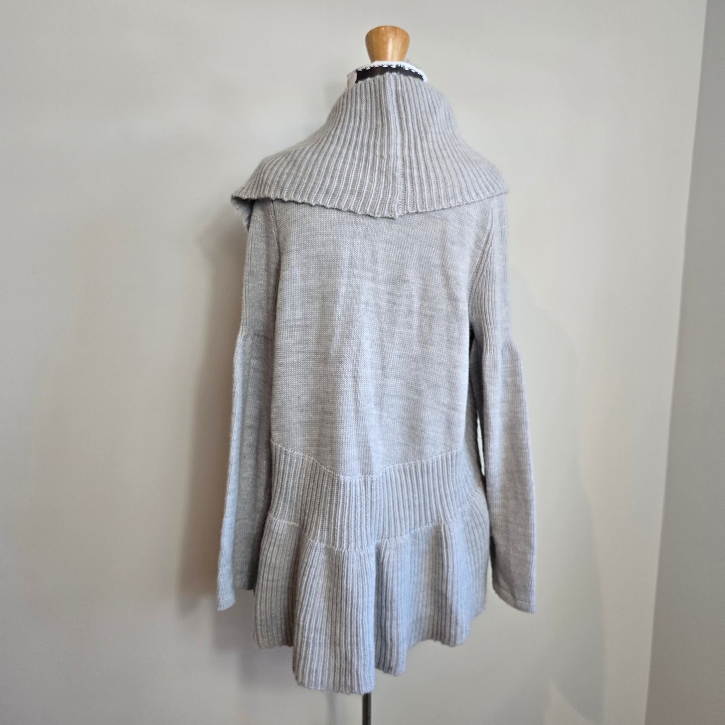 Design History Women's Gray Open Shawl Neck Open Chunky Cardigan Sz M (787)