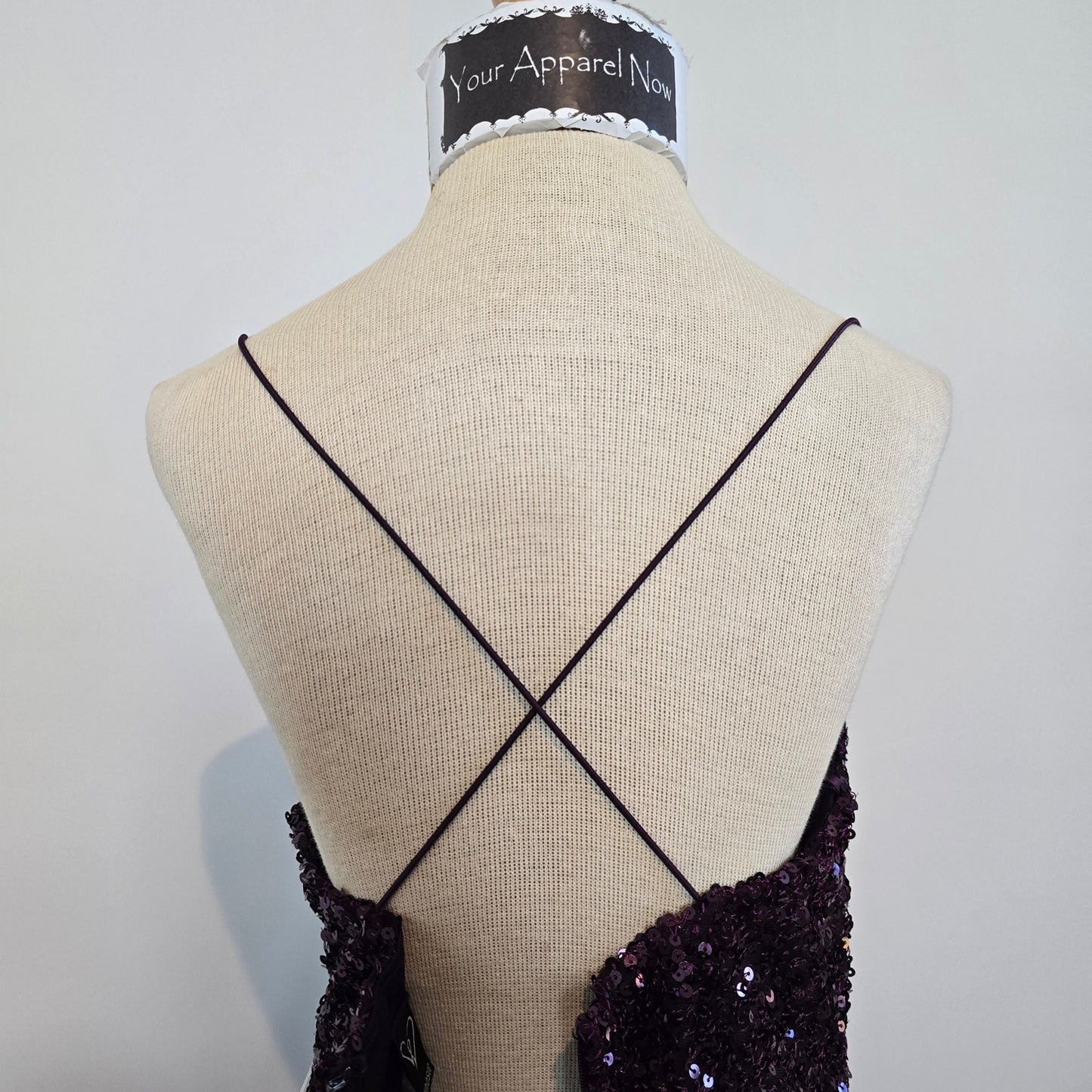 Plum Esperanza Formal Sleeveless A-line Front Slit Sequin Long Dress Sz XS