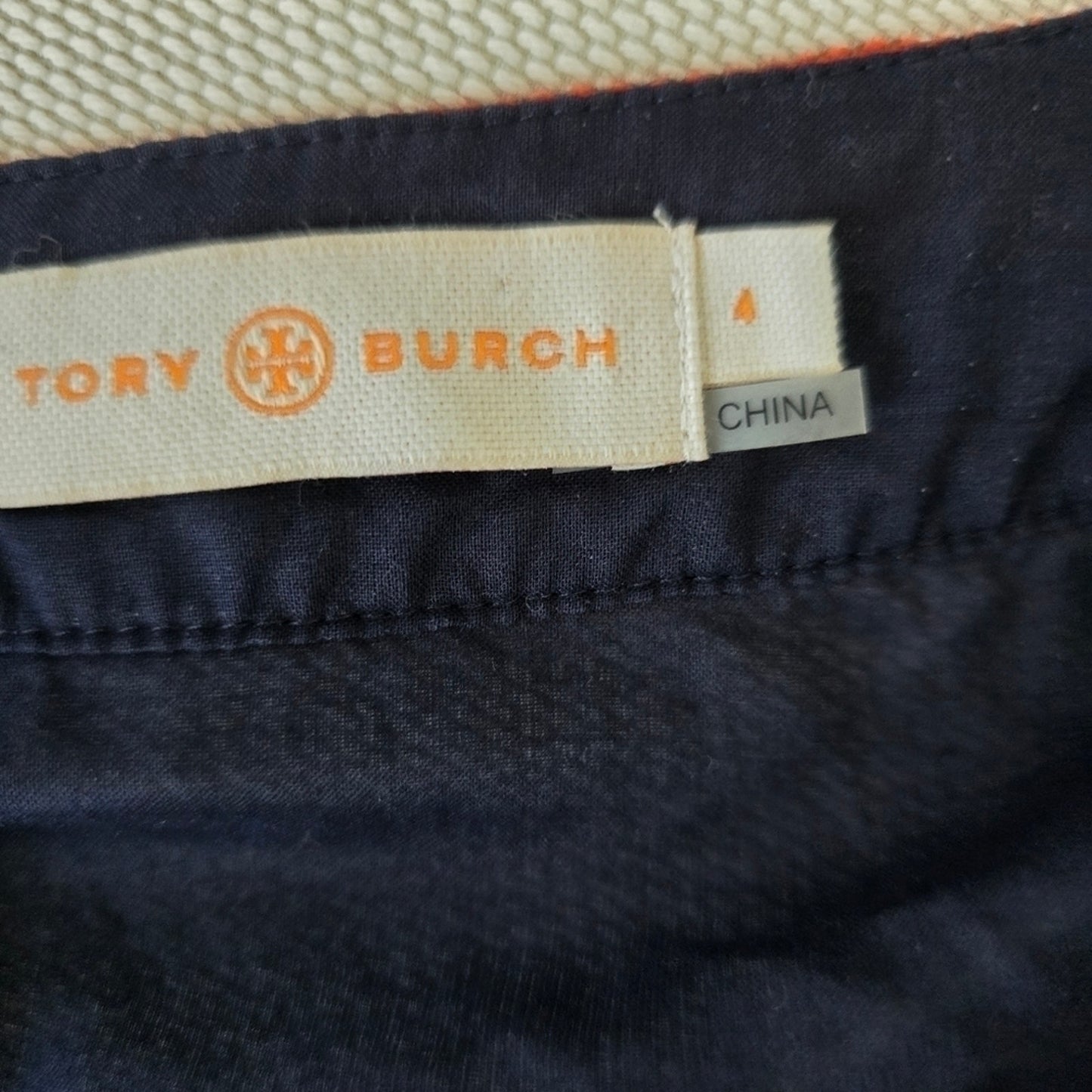 Tory Burch Navy V-Neck Long Sleeves Sheer Tunic Top Sz 4 (669)