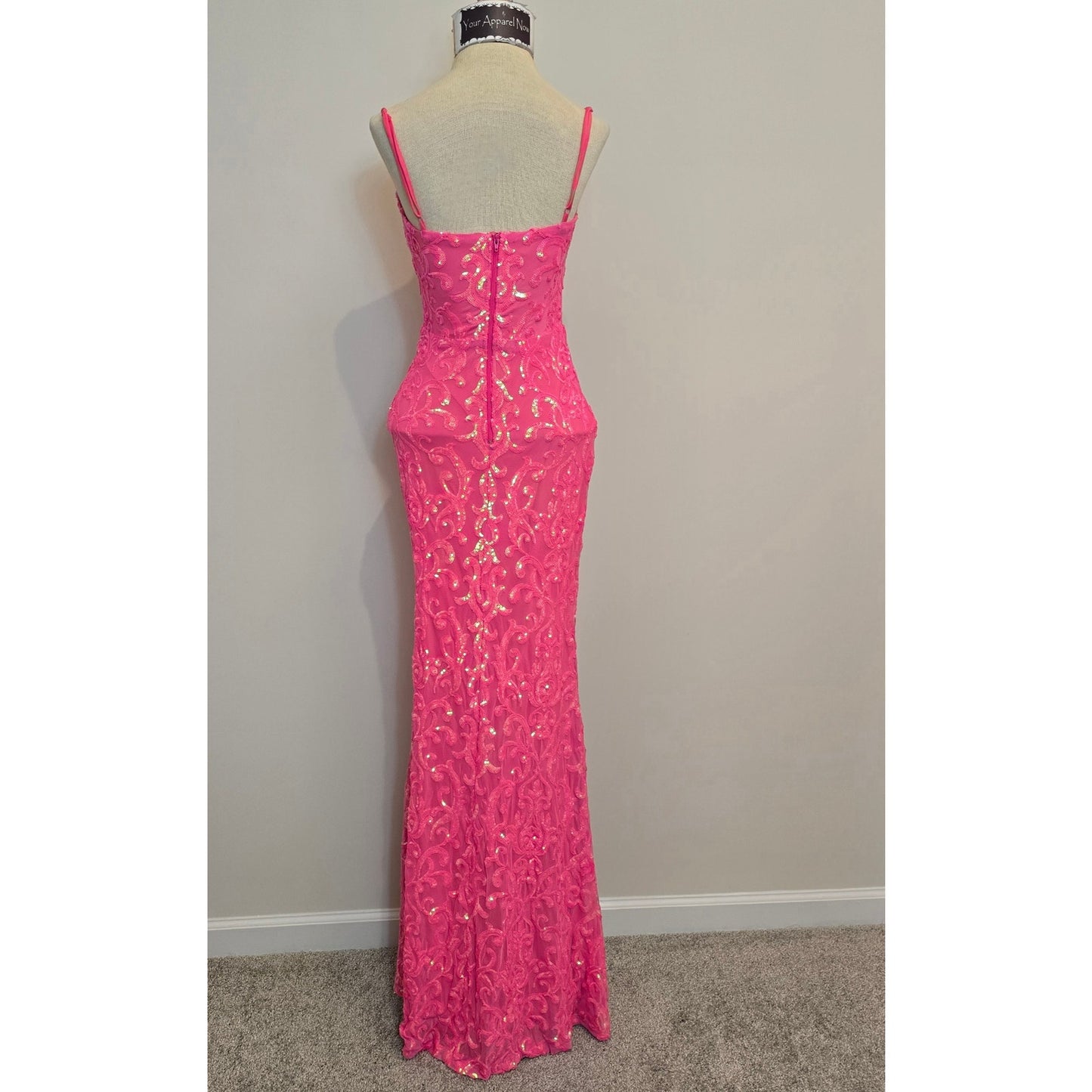 Windsor Pink Noemi Formal Sequin Sleeveless A-Line Dress Maxi Sz XSmall (760)