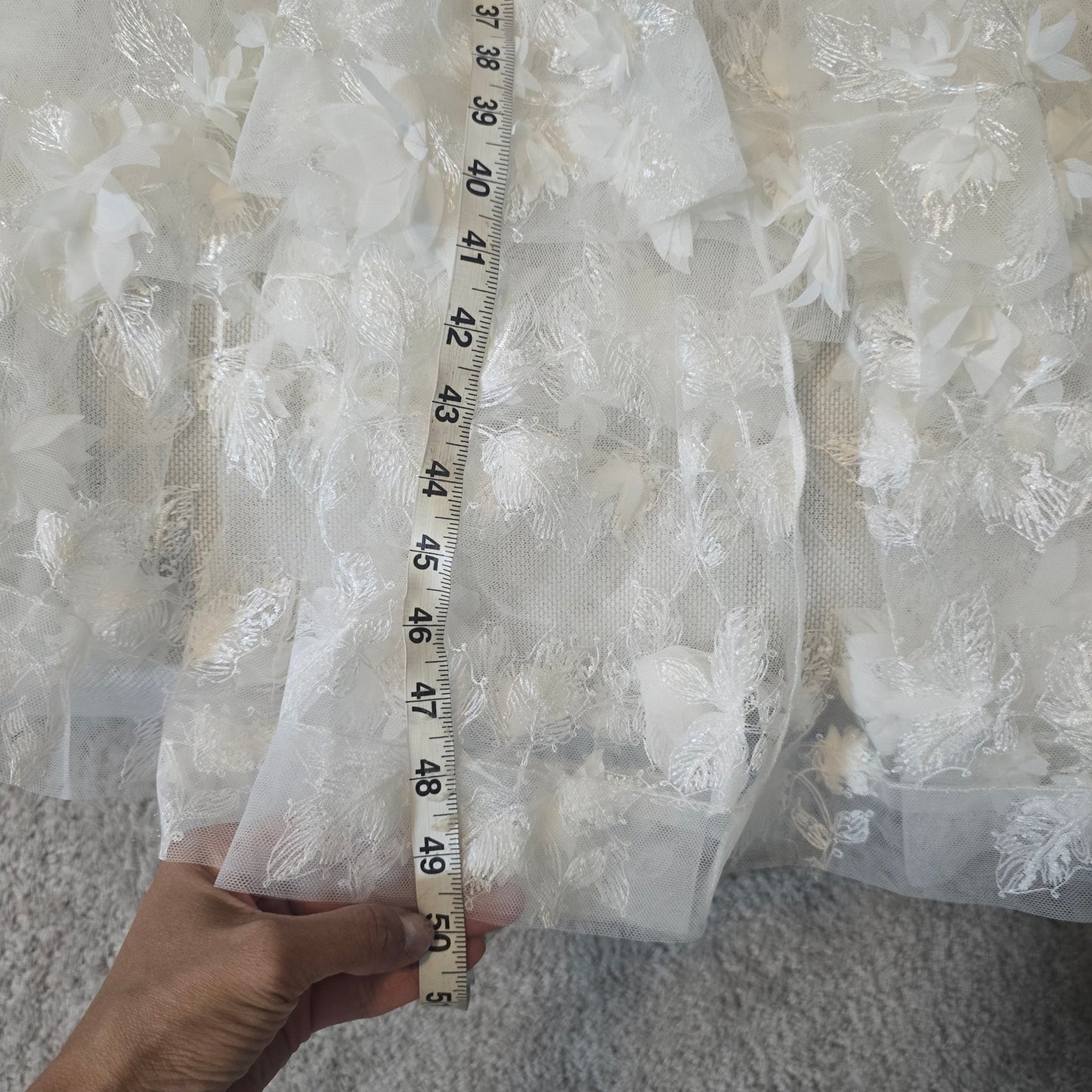 Anthropologie Athena Strapless Sheer 3D Flower Nude interior Midi Dress Sz Small