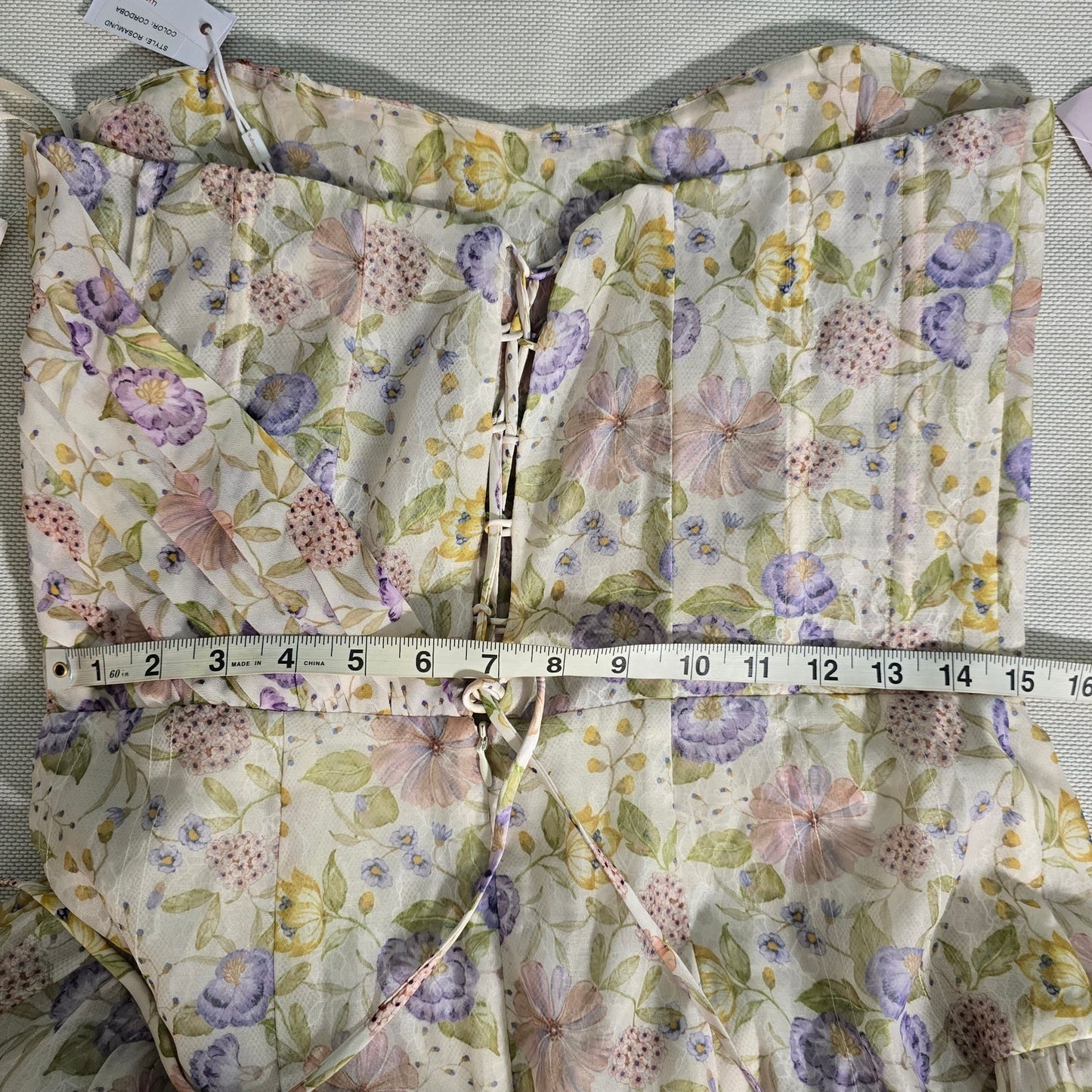 V. Chapman Rosamund Organza Strapless Sweetheart Corset Drop-Waist Maxi Gown Sz 12