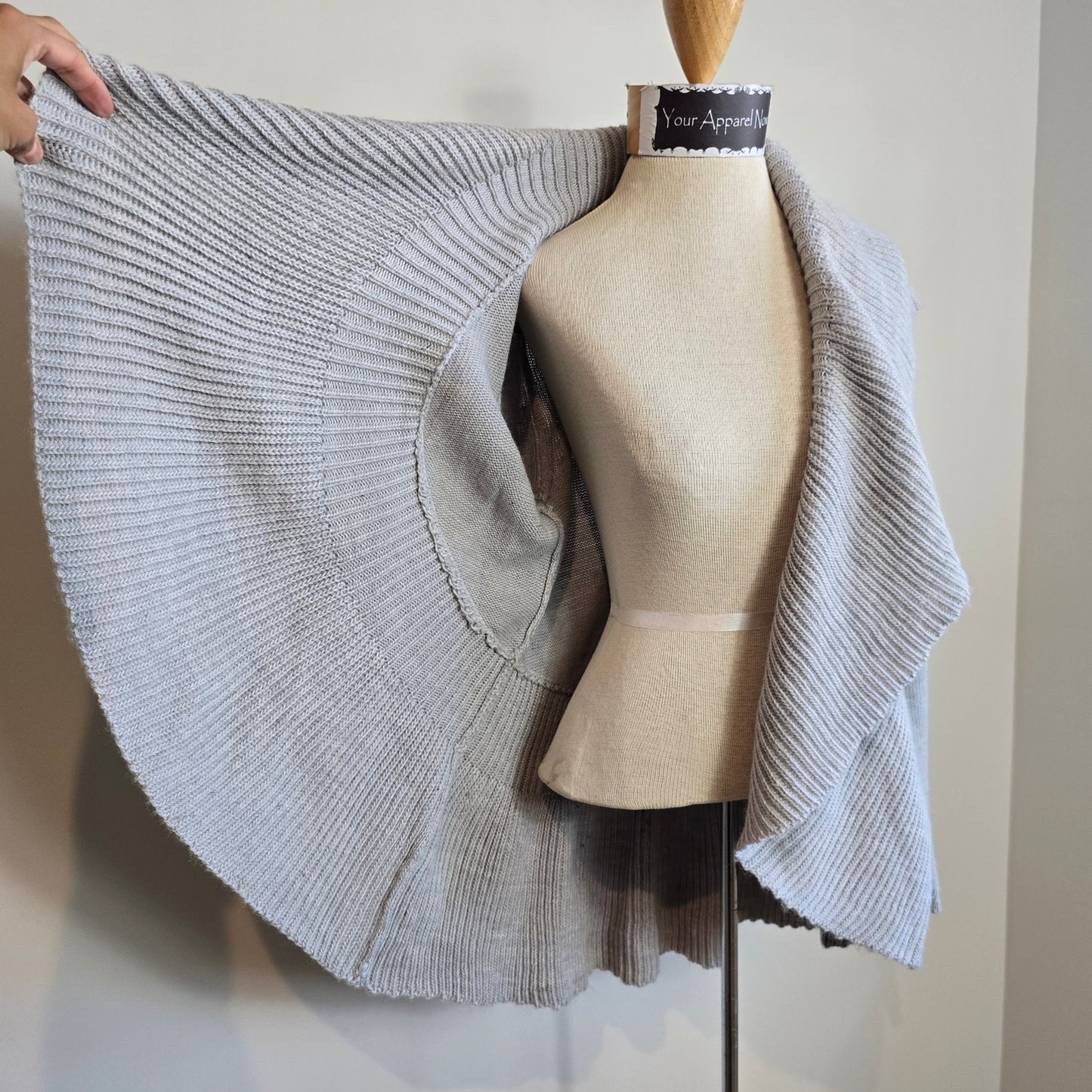 Design History Women's Gray Open Shawl Neck Open Chunky Cardigan Sz M (787)