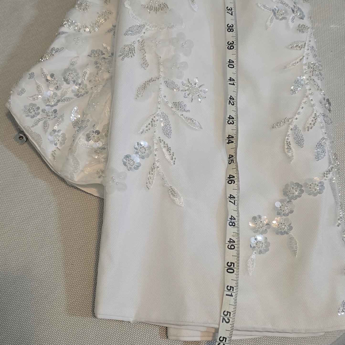 Milly Magnolia White/Silver Strapless Beaded Sequin Maxi Dress Sz 8