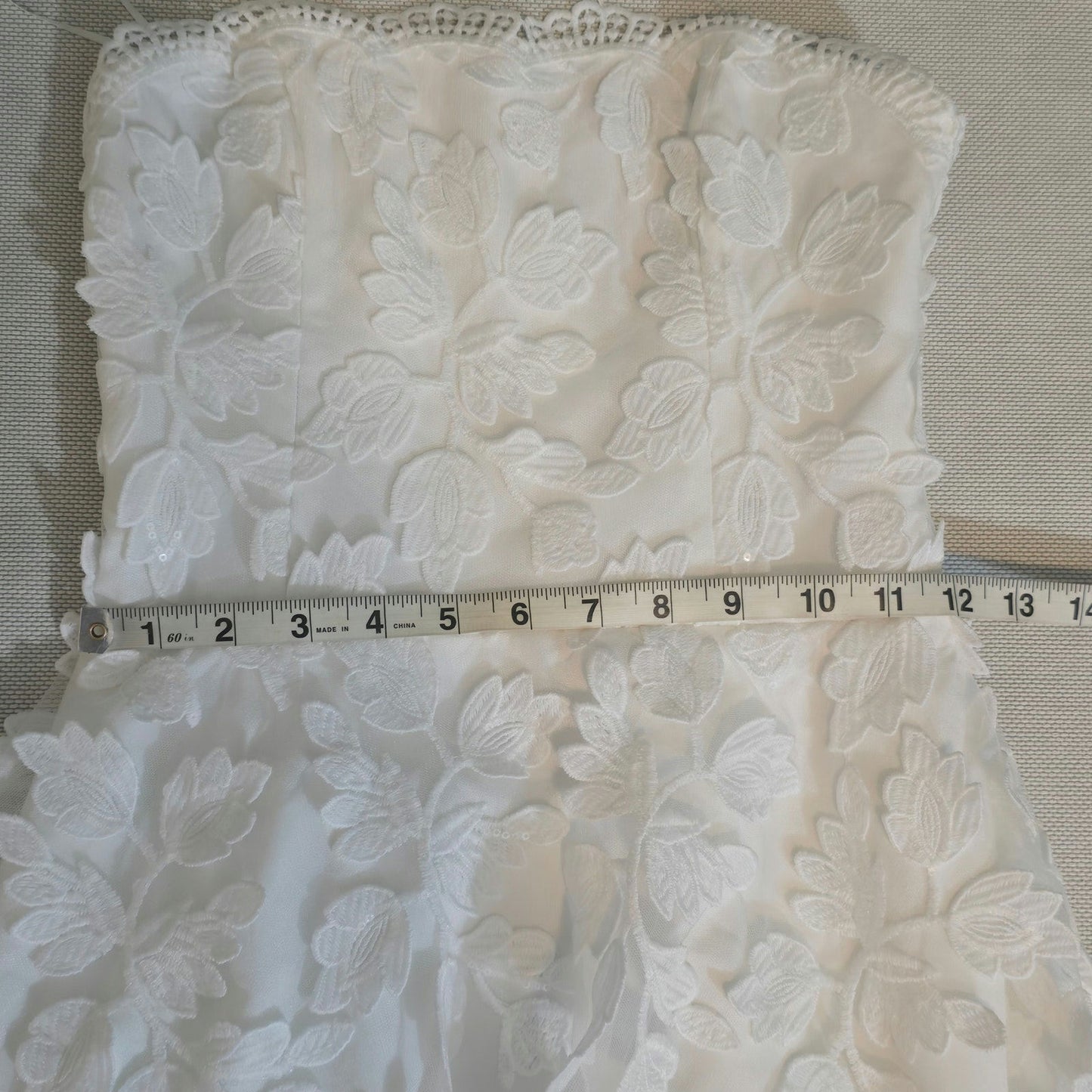 Helsi White Florence Strapless Embroidered A-Line Midi Dress Sz XS