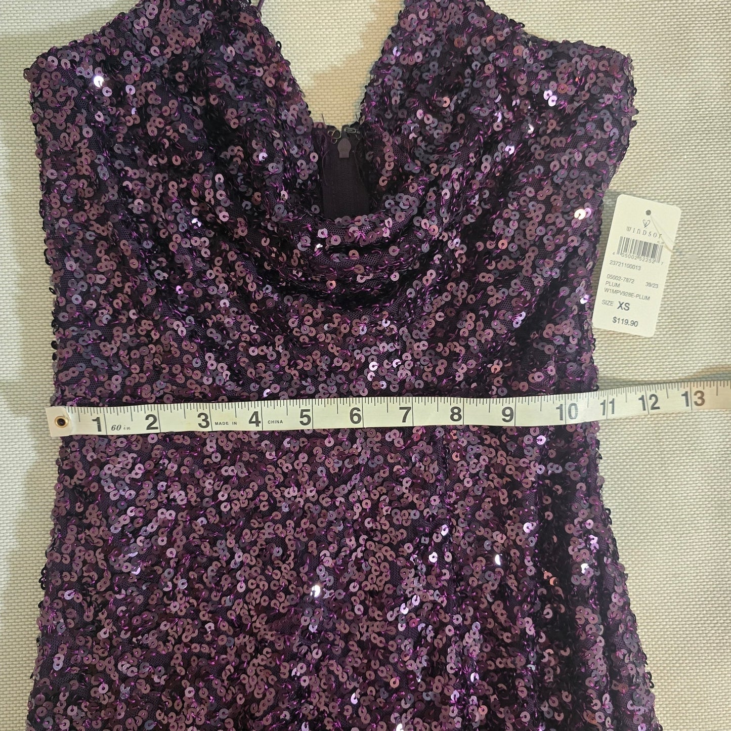 Plum Esperanza Formal Sleeveless A-line Front Slit Sequin Long Dress Sz XS