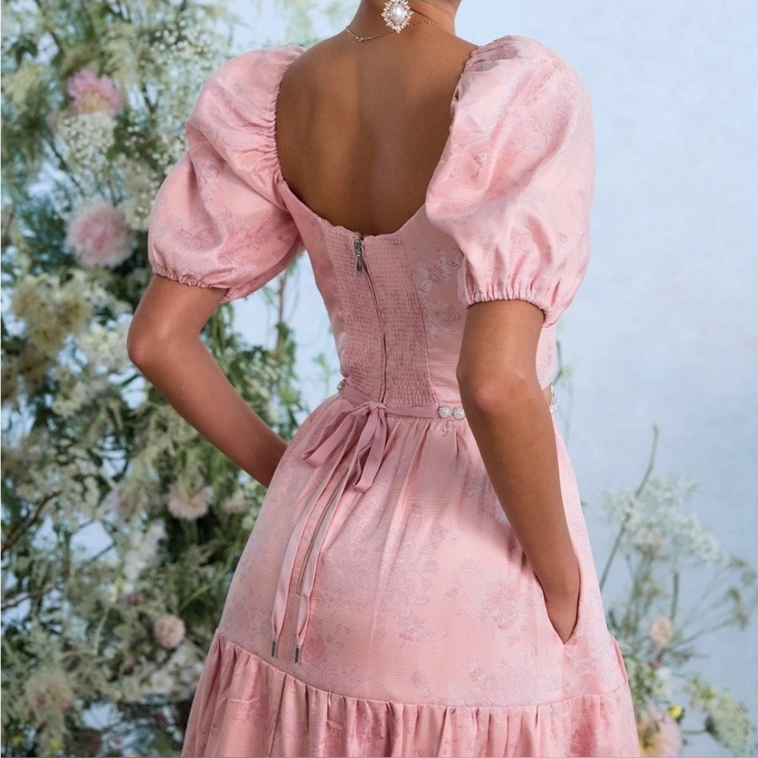 V. Chapman The Emma Dress in Light Pink Windsor Brocade Sz 8