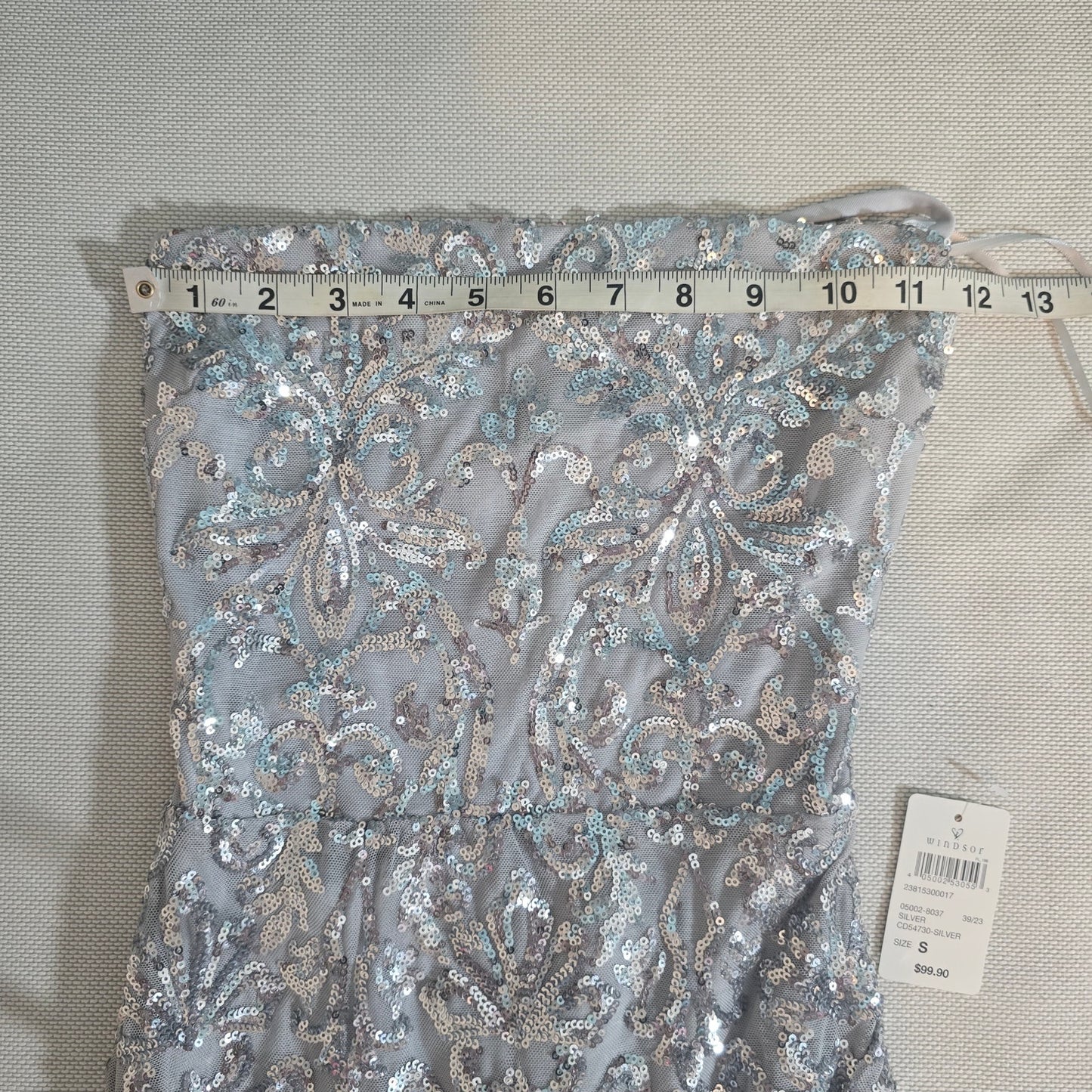 Windsor Silver Kinsley Formal Sequin Mermaid Maxi Dress Sz S