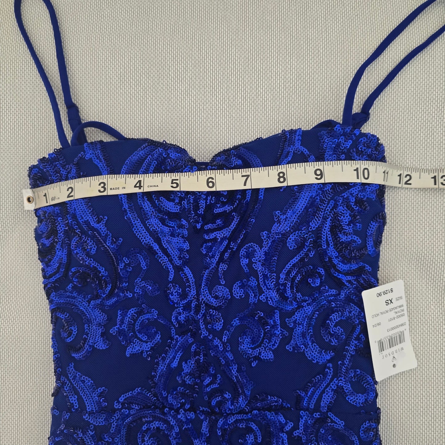 Delaney Royal Blue Lace-Up Mermaid Sequin Formal Formal Dress Size XS (748)