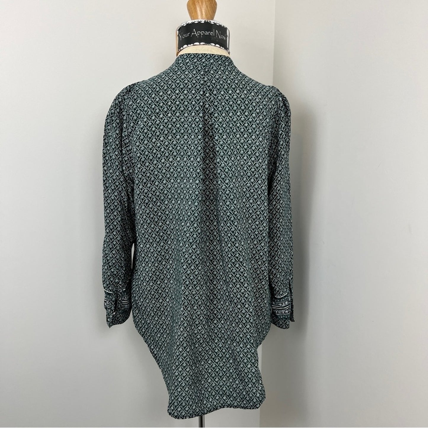 Madewell Green White Silk Tunic Long Sleeve Blouse Size Small (212)