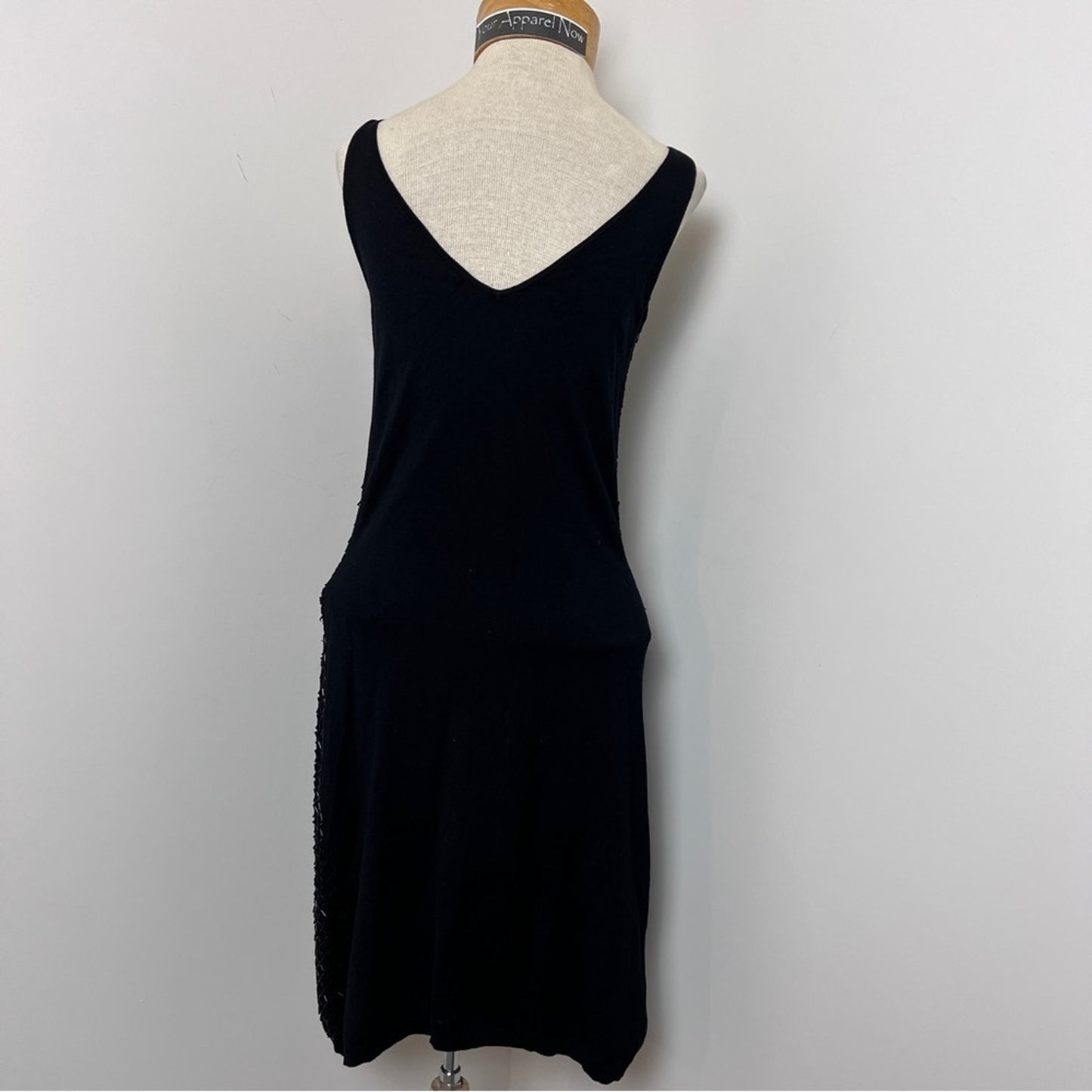 ZARA Little Black Knit Sleeveless beaded Dress size Medium (376)