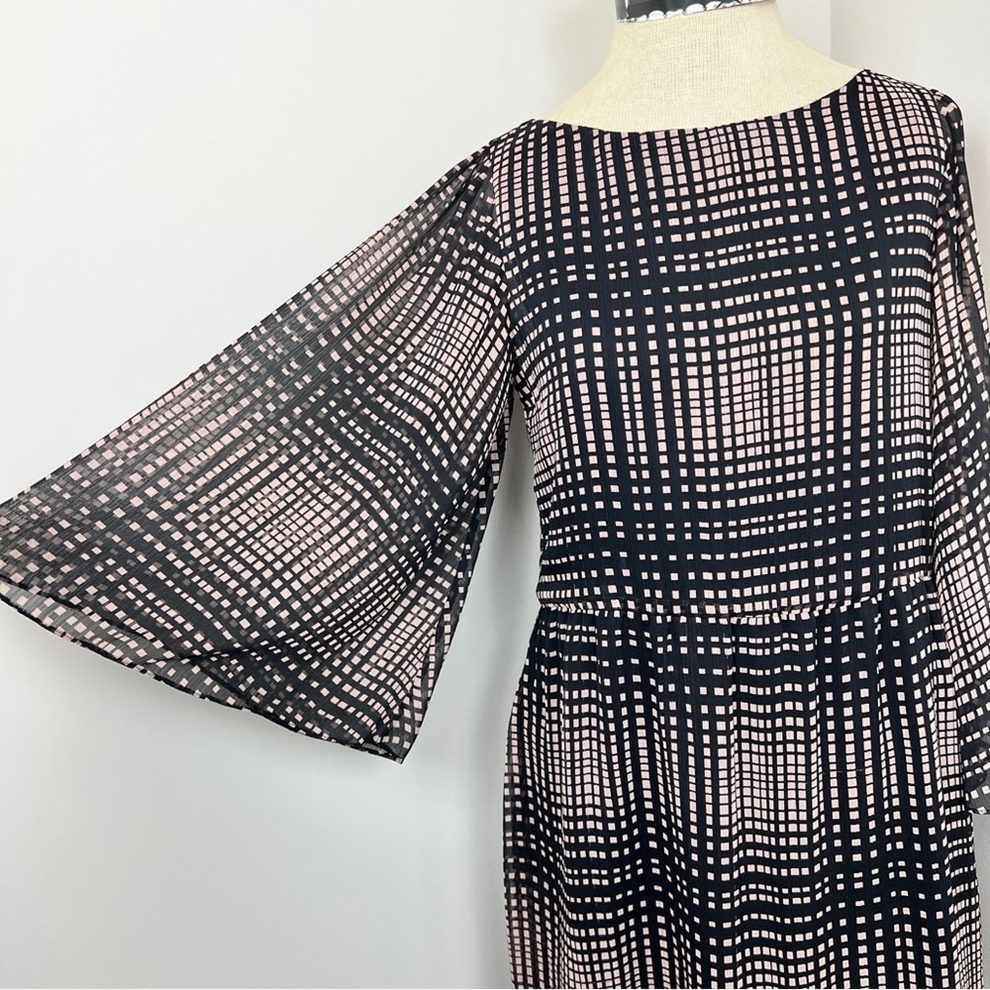 Alice + Olivia Tartan Plaid Print Long Sleeves Shift Mini Dress Size S (231)