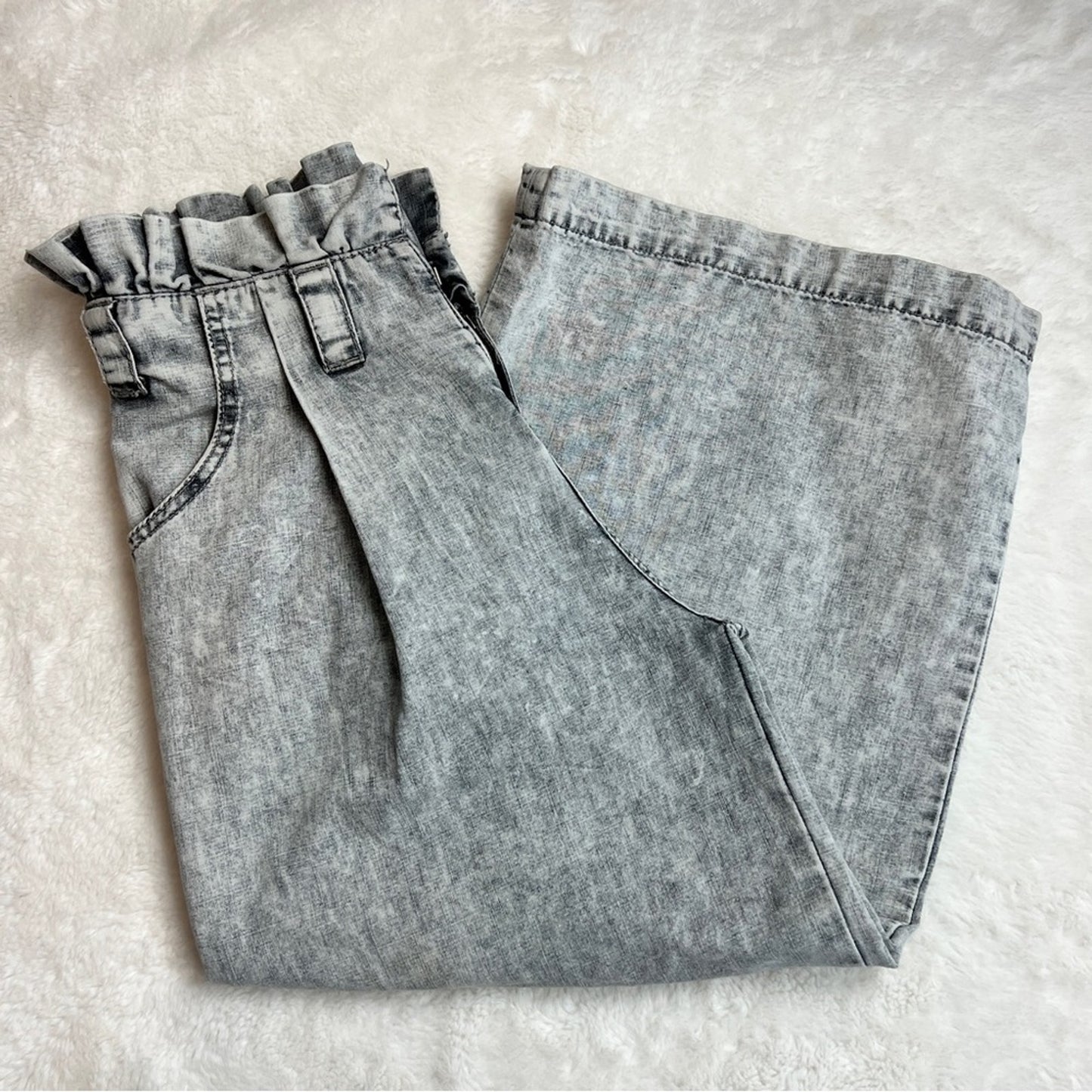 ONE X ONETEASPOON Black White Wash Wide Leg Crop Size 24 (316)
