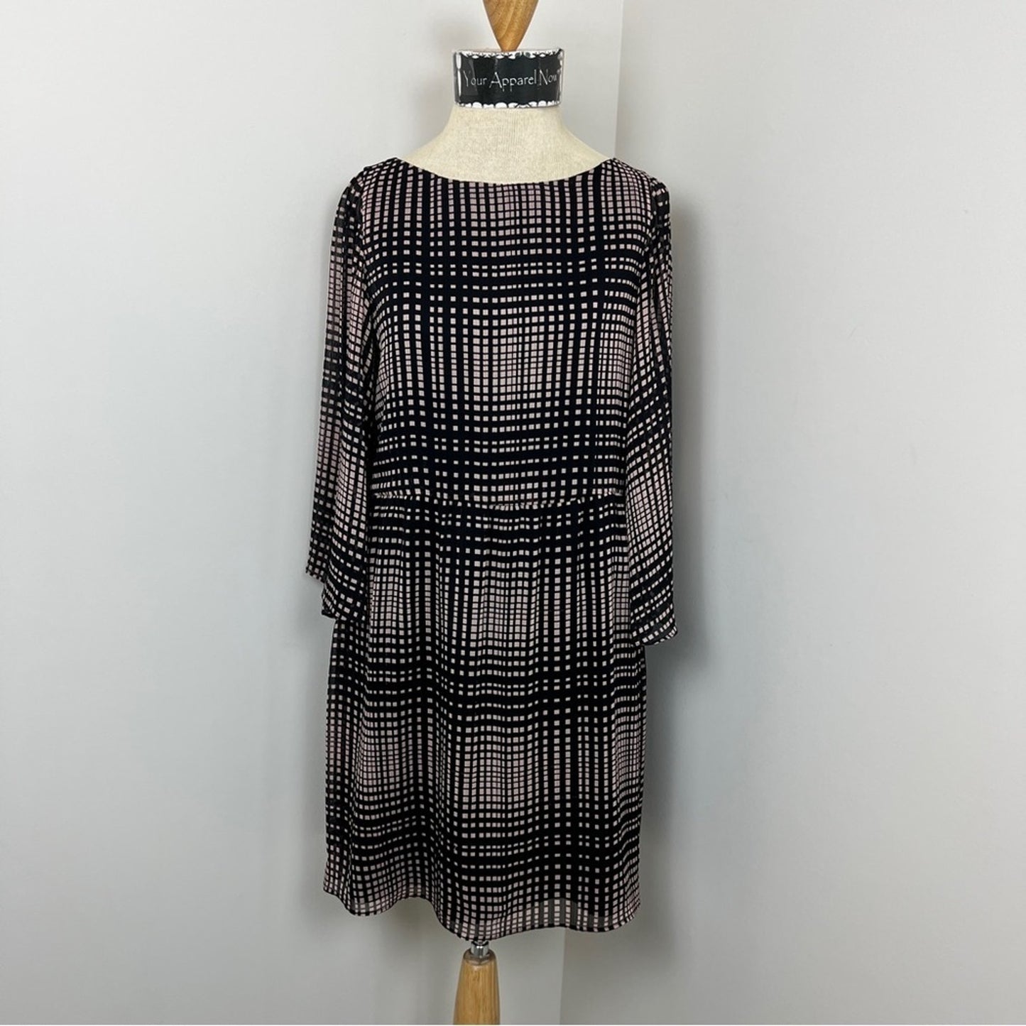 Alice + Olivia Tartan Plaid Print Long Sleeves Shift Mini Dress Size S (231)