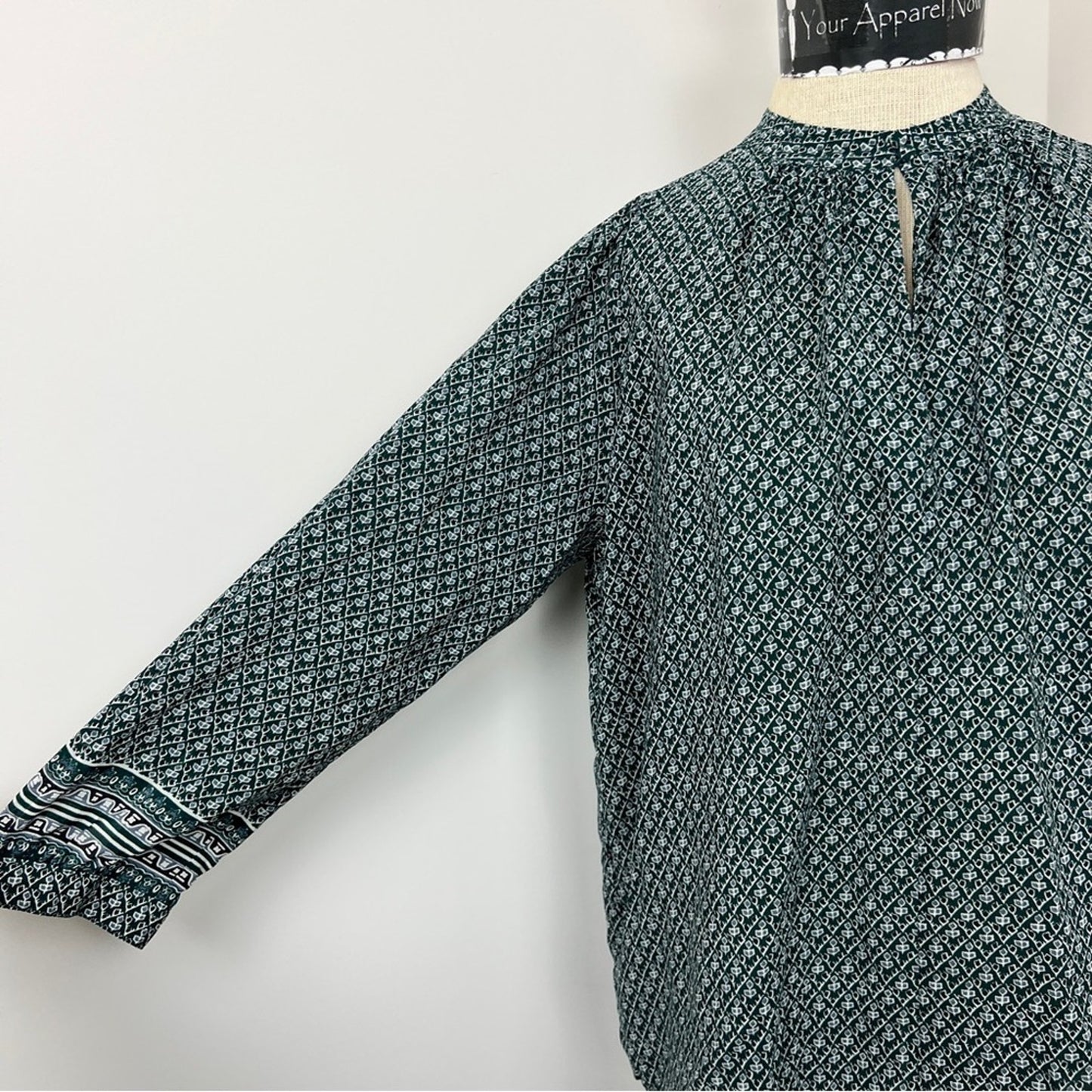 Madewell Green White Silk Tunic Long Sleeve Blouse Size Small (212)