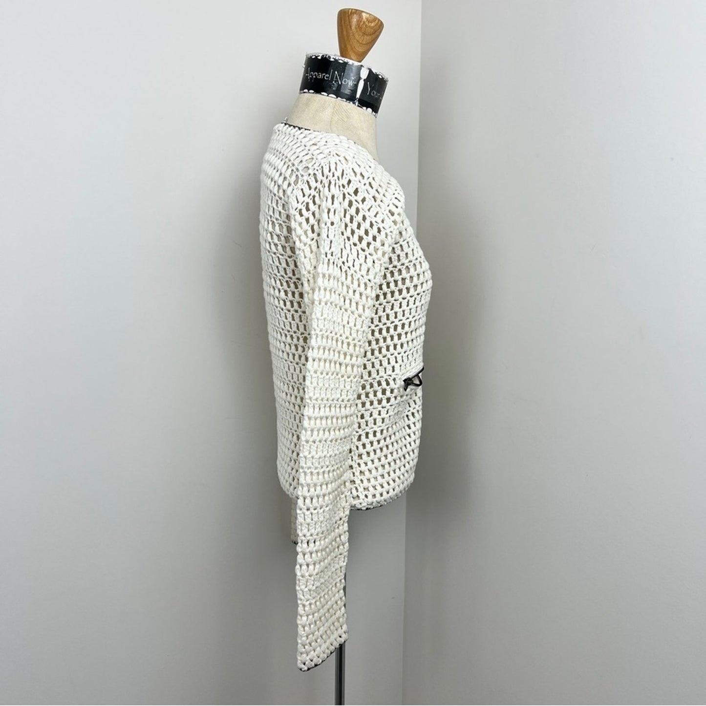 Suncoo Ivory Long Sleeve Zip Up Knit Sweater Cardigan Size T1= Small (328)