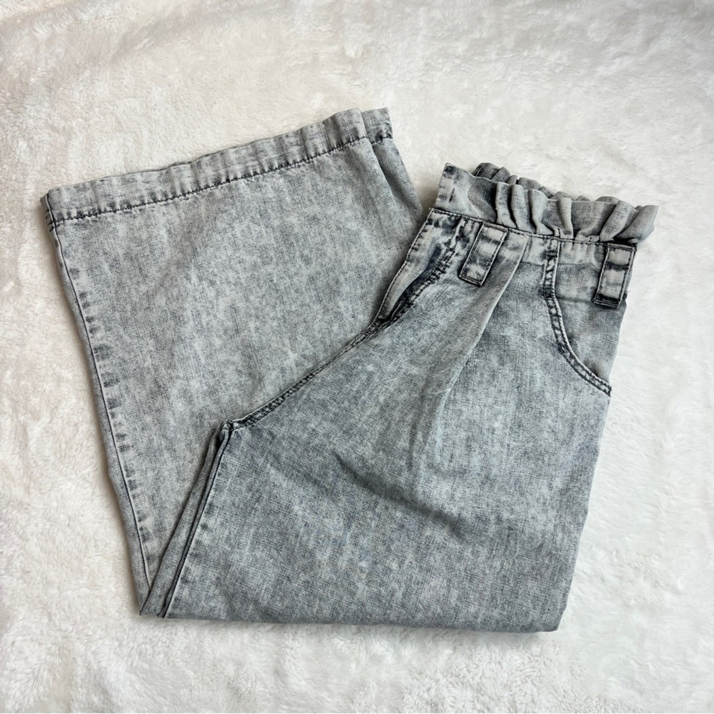 ONE X ONETEASPOON Black White Wash Wide Leg Crop Size 24 (316)