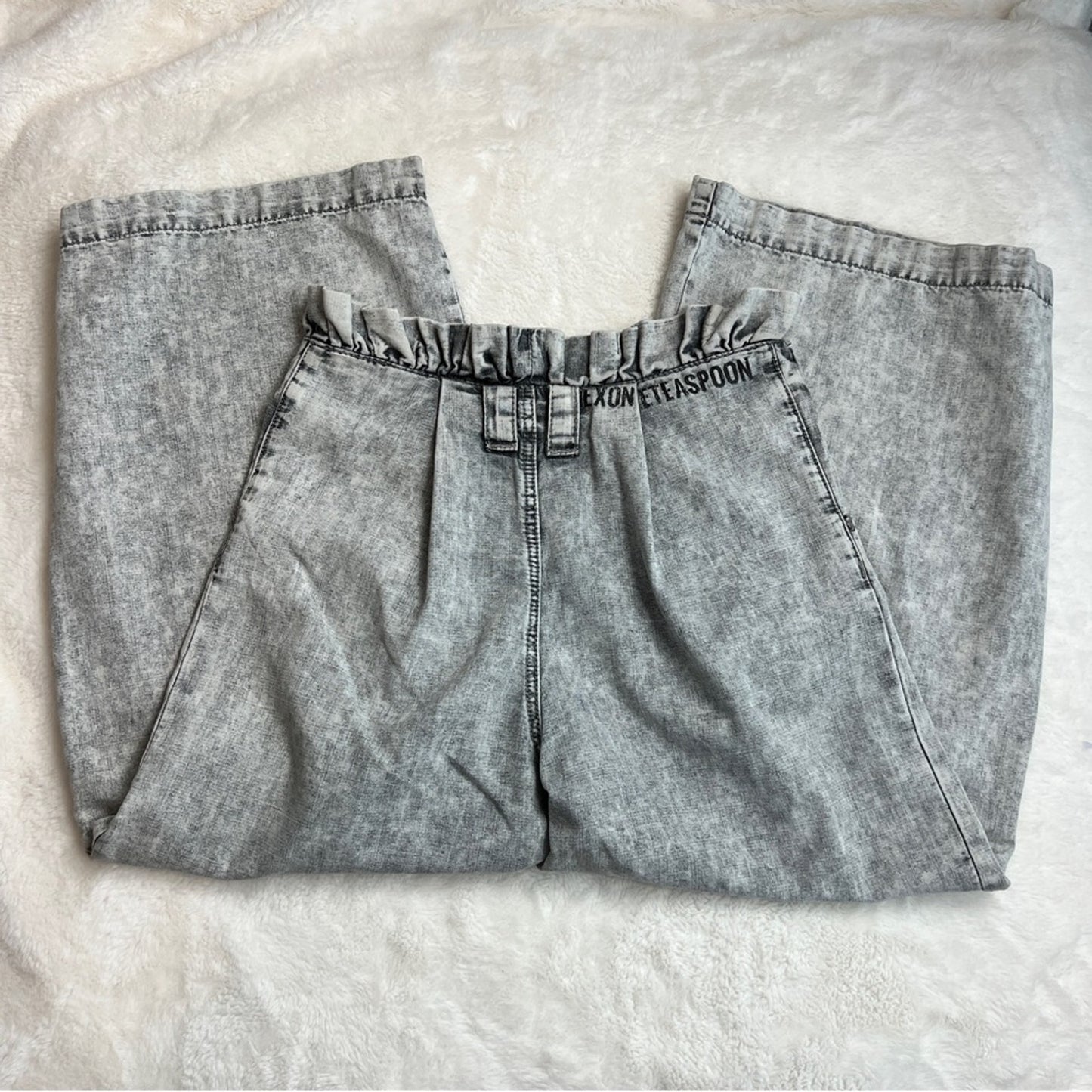 ONE X ONETEASPOON Black White Wash Wide Leg Crop Size 24 (316)