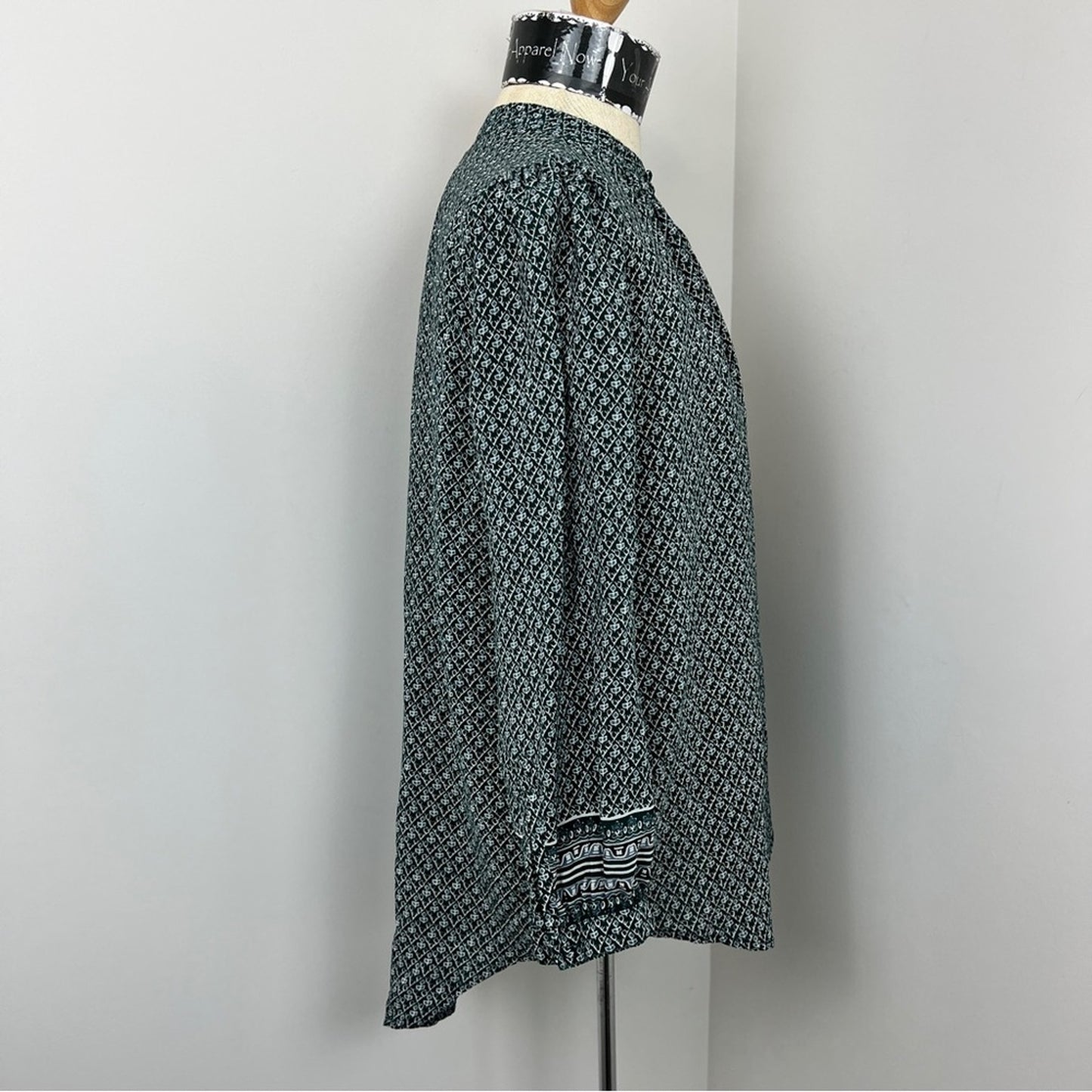Madewell Green White Silk Tunic Long Sleeve Blouse Size Small (212)