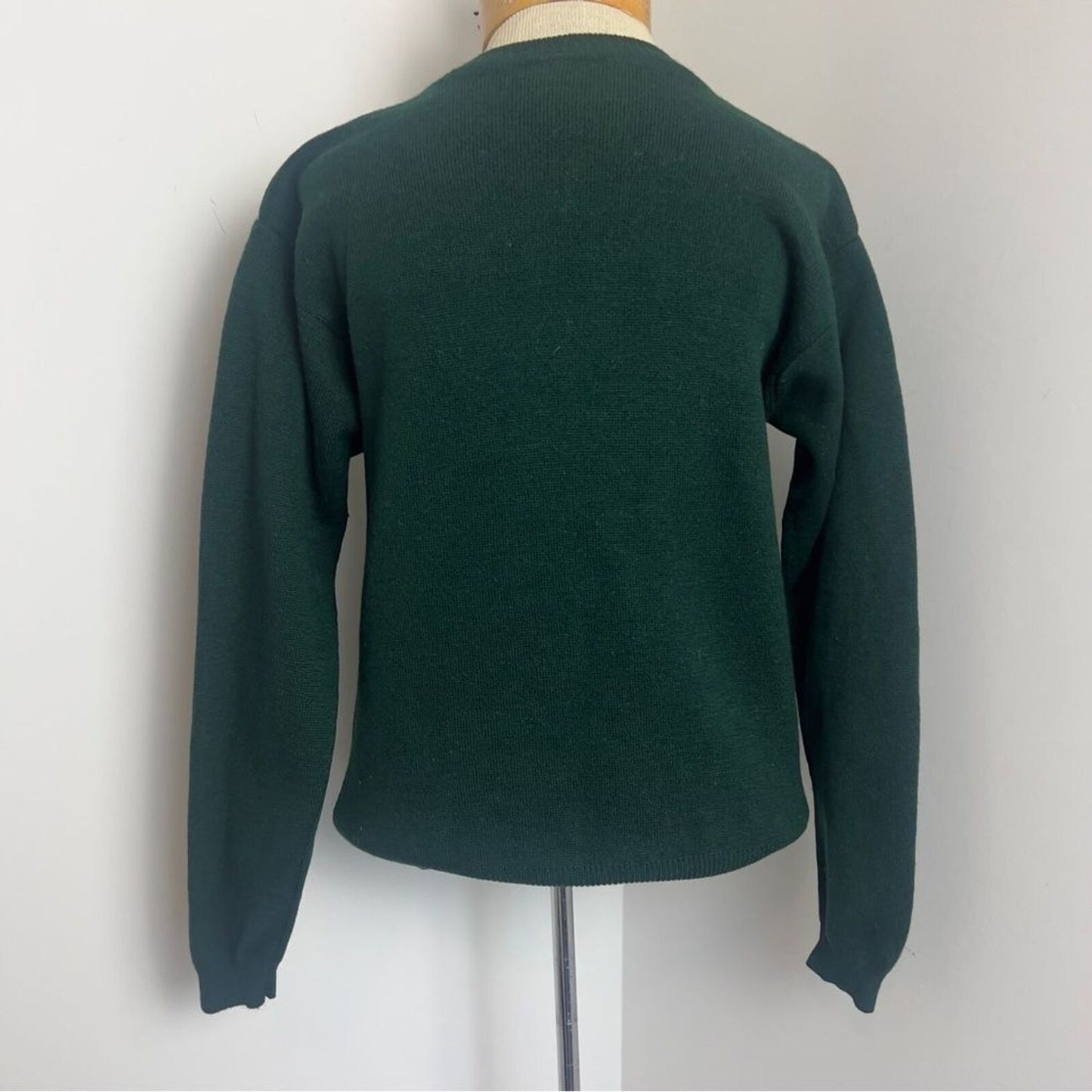 Talbots Petites Green Long Sleeve Gold Buttons Merino Wool Cardigan Sweater Sz P