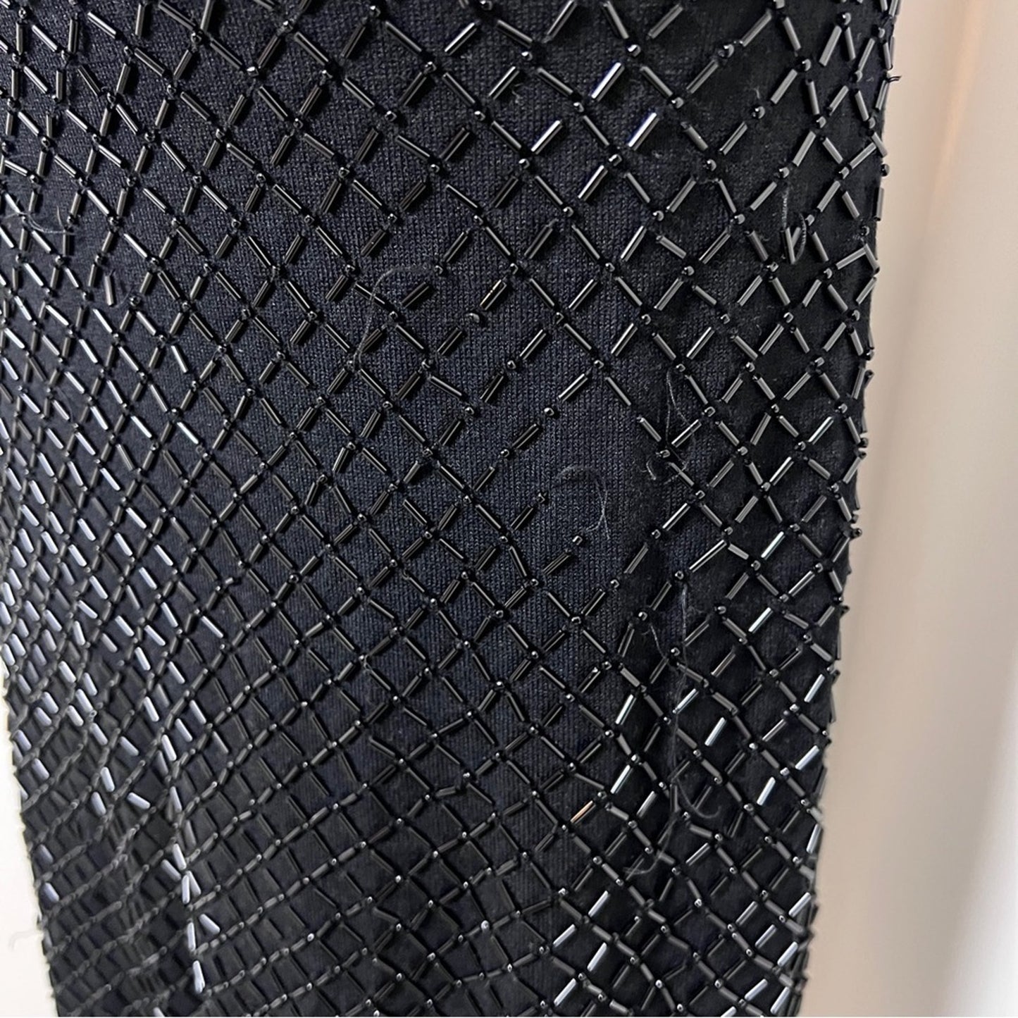 ZARA Little Black Knit Sleeveless beaded Dress size Medium (376)
