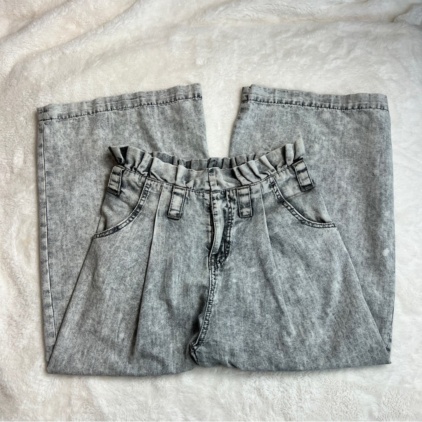 ONE X ONETEASPOON Black White Wash Wide Leg Crop Size 24 (316)