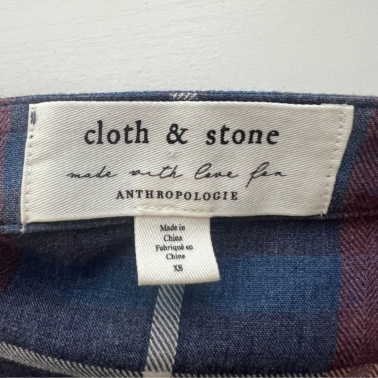Anthropologie Cloth & Stone Long Sleeve Plaid Shirt Side Ruffle Dress Sz XS (554