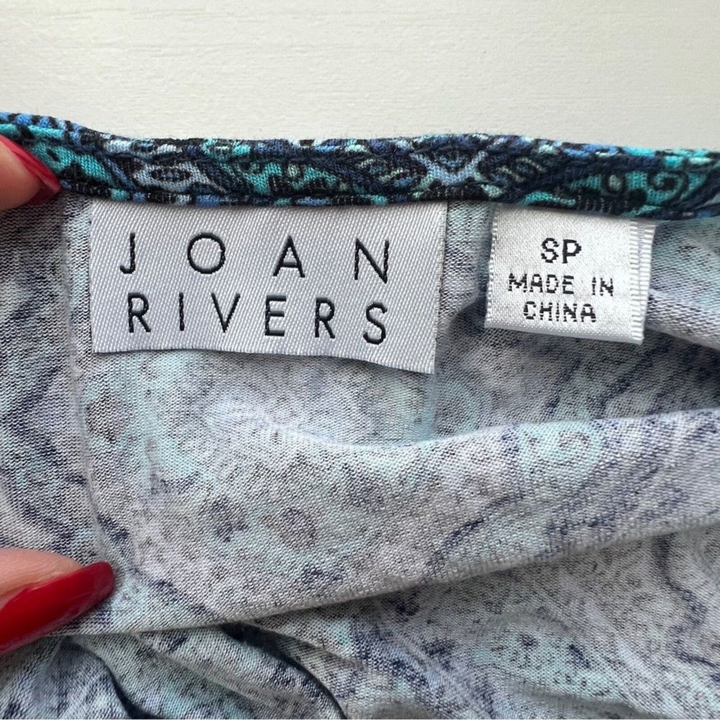Joan Rivers Blue Sleeveless Alhambra Print V Neck Maxi Dress Sz SP (552)