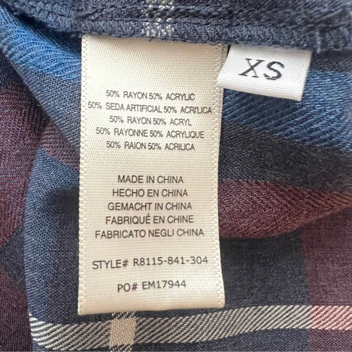 Anthropologie Cloth & Stone Long Sleeve Plaid Shirt Side Ruffle Dress Sz XS (554
