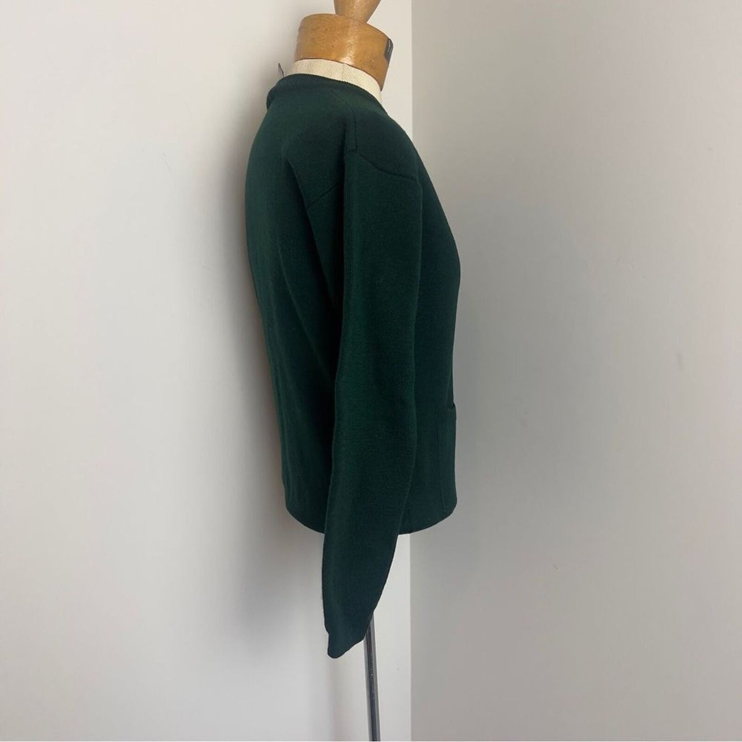 Talbots Petites Green Long Sleeve Gold Buttons Merino Wool Cardigan Sweater Sz P