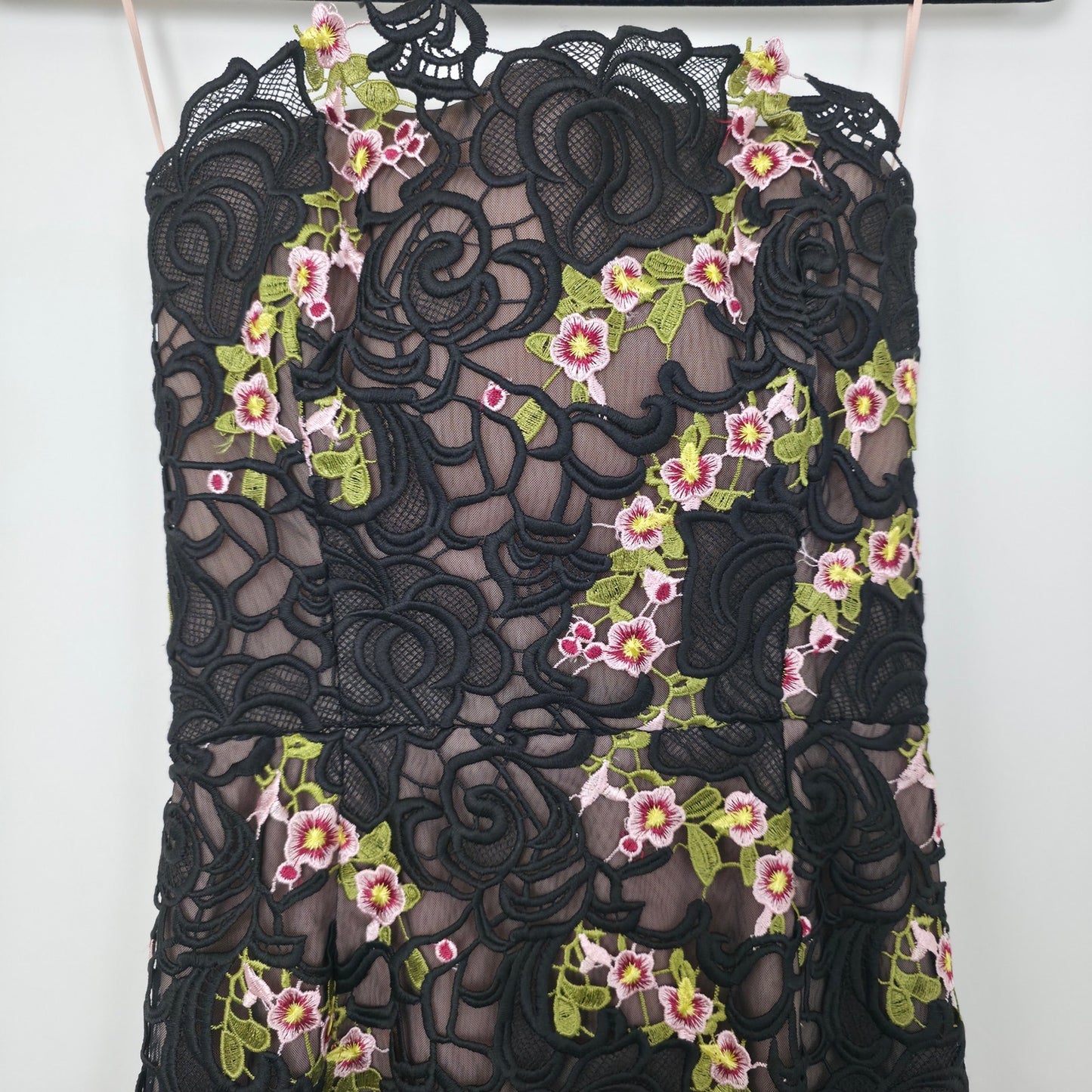 Helsi Cecilia Strapless Embroidered Floral Midi Dress Sz Small NWT