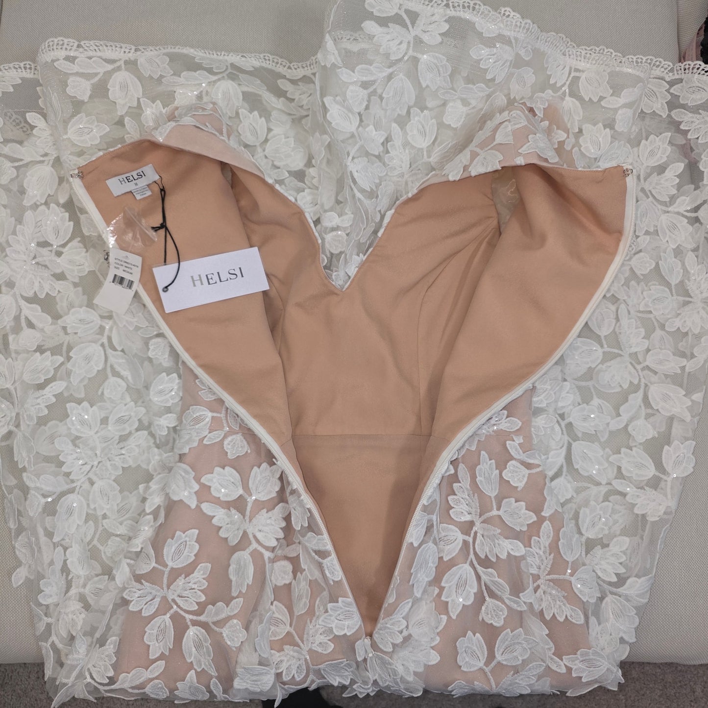 Helsi Clara Puff-Sleeve Sheer Floral Appliqué Maxi Dress Sz Medium NWT