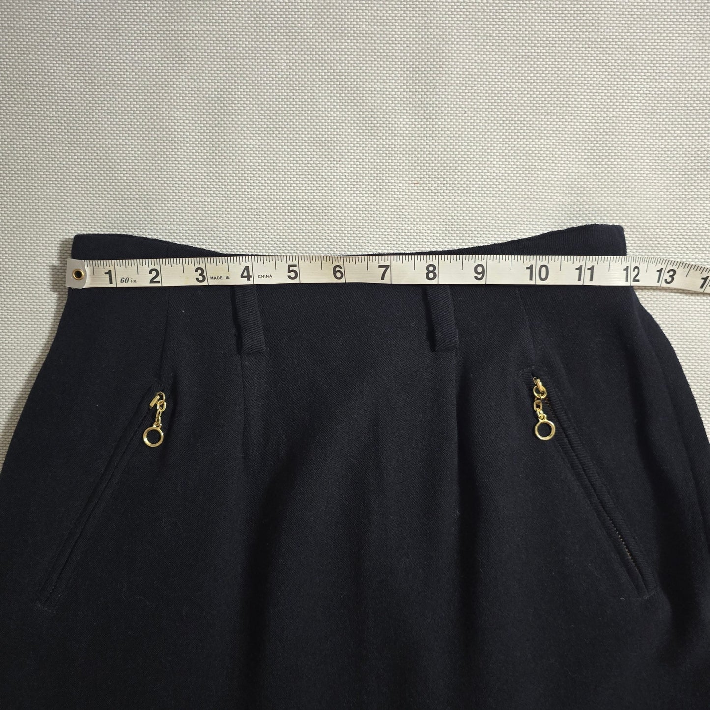 Ralph Lauren Rare Vintage Navy Wool Blend Front Zips Pencil Skirt Sz 4 (778)