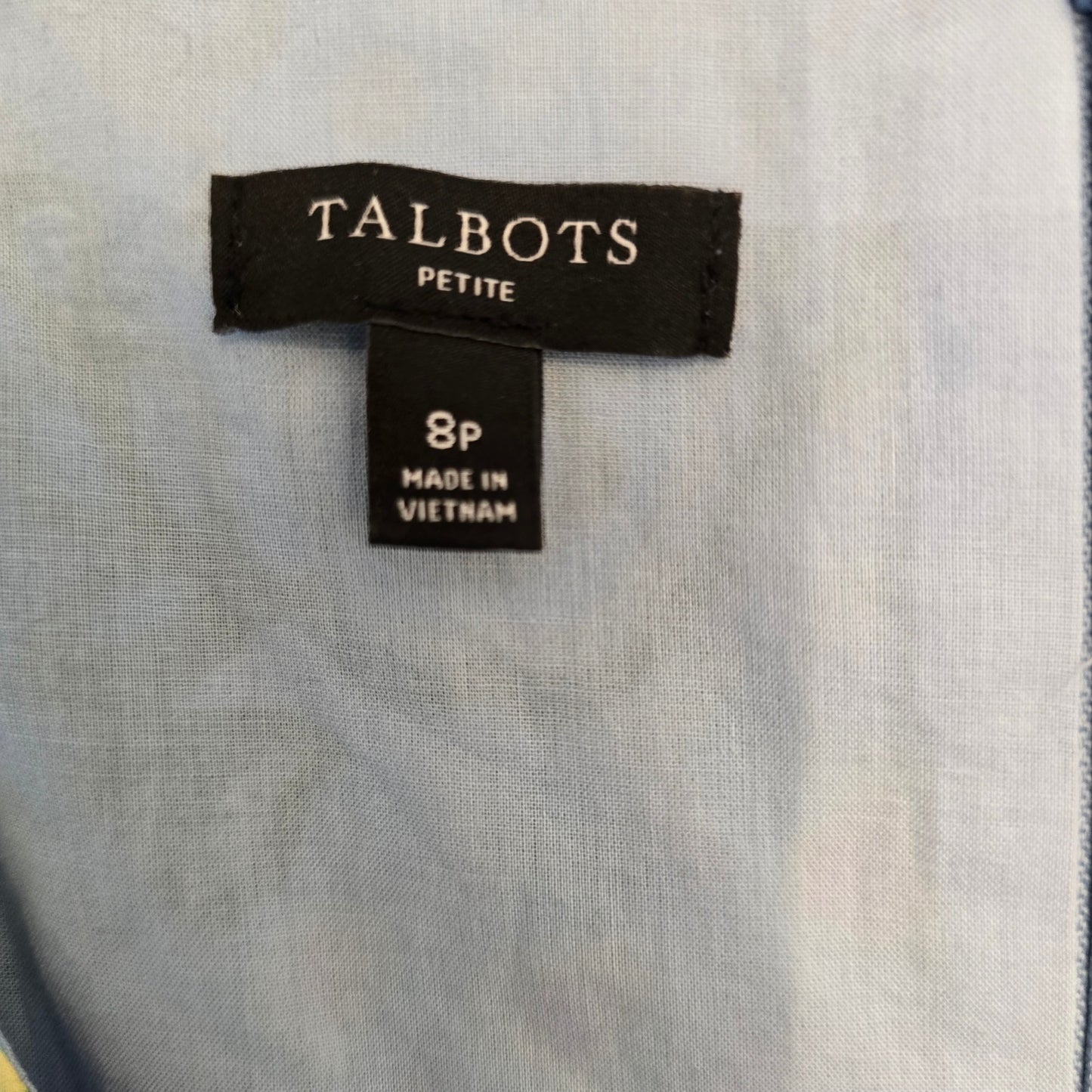 Talbots Voile Paisley Sleeveless Midi Dress Blue Pink Pastel Size 8P