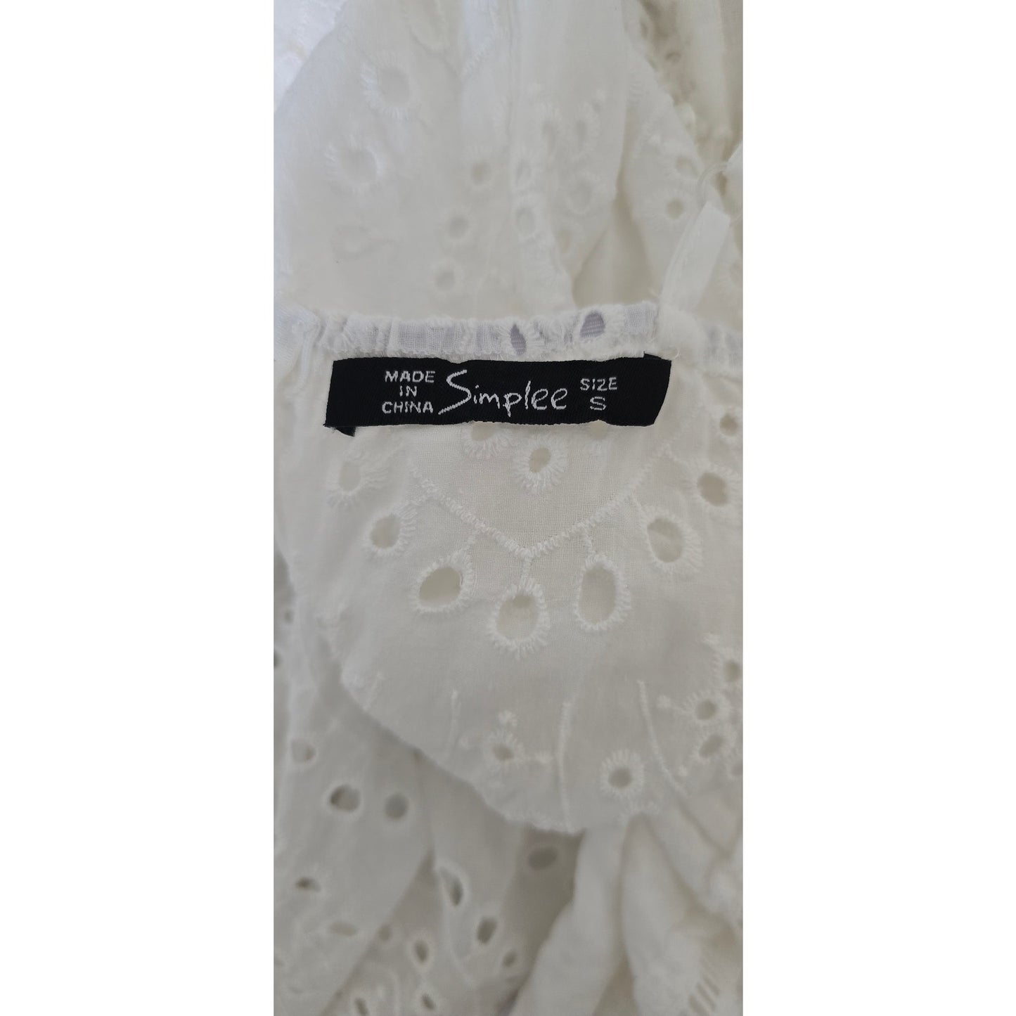 Simplee Women Sleeveless White Eyelet Maxi Summer Dress Sz Small (0992)