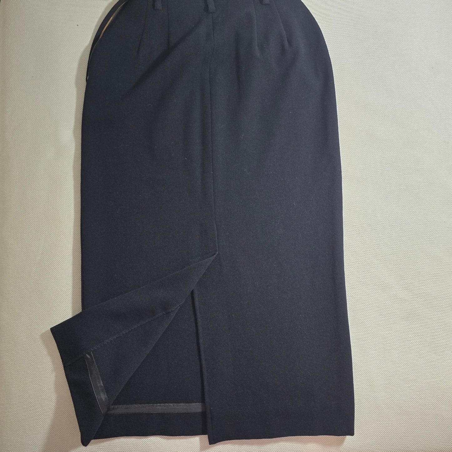 Ralph Lauren Rare Vintage Navy Wool Blend Front Zips Pencil Skirt Sz 4 (778)