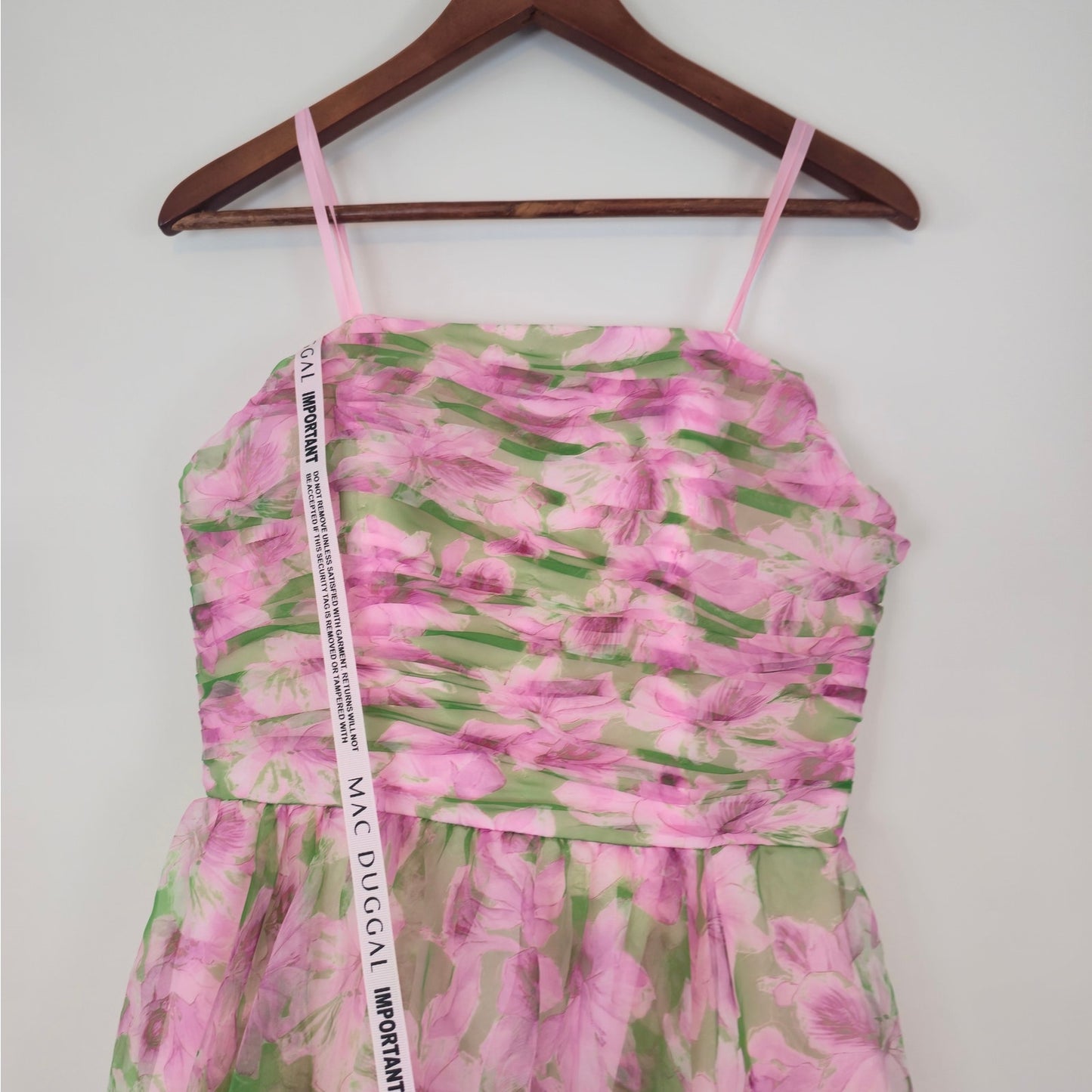 Anthropologie Mac Duggal Multi Pink Strapless Chiffon Maxi Dress Sz 8