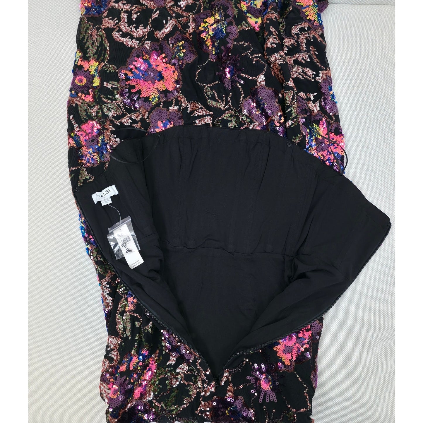 Helsi Helen Strapless Floral Stretch Sequin Mermaid Maxi Dress Sz Small NWT