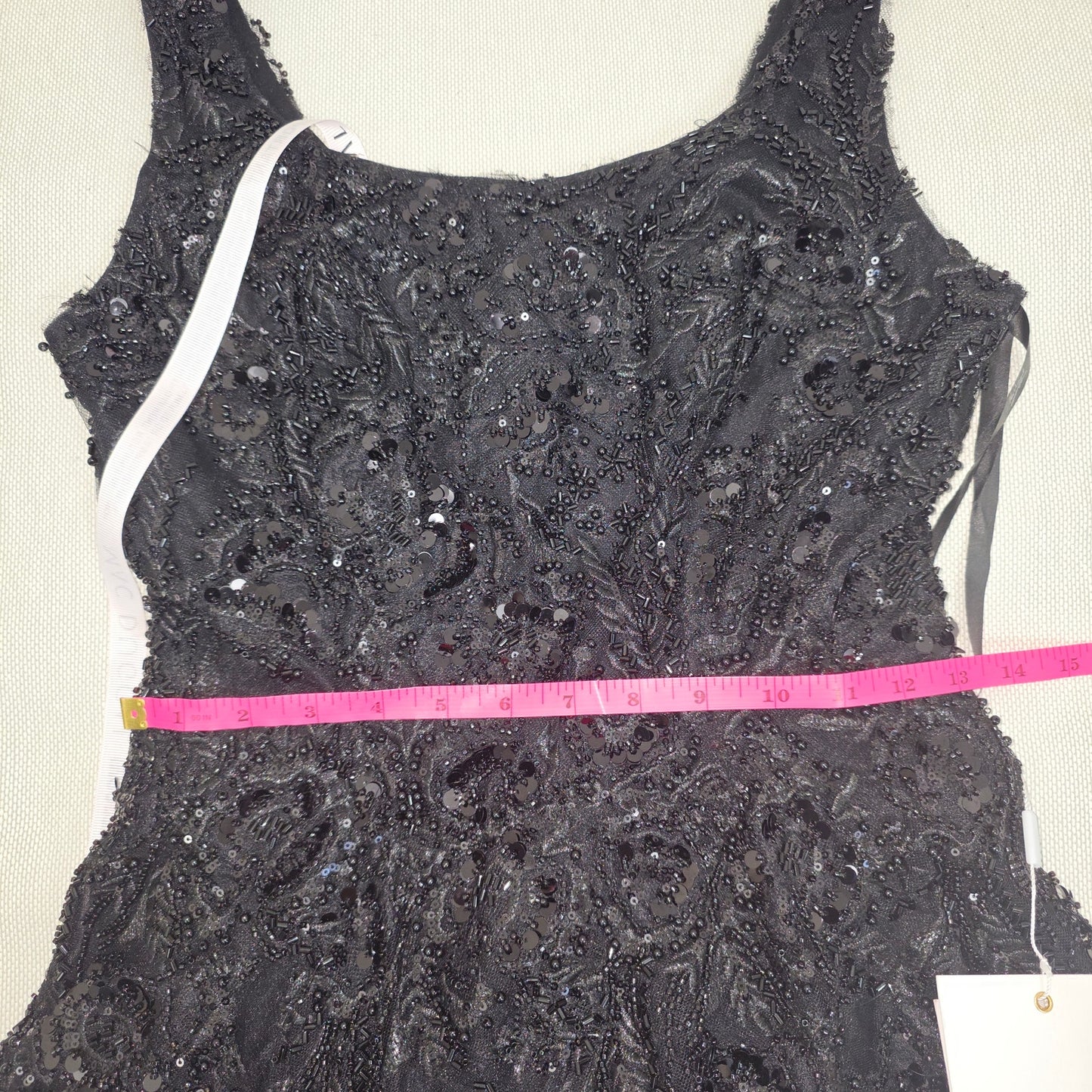 Mac Duggal Sleeveless Sequin Floral Appliqué Midi Dress Sz 2 NWT