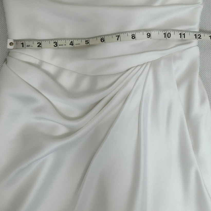 Watters Ivory Harlow Off-The-Shoulder Satin & Lace Mini Dress sz 0 NWT