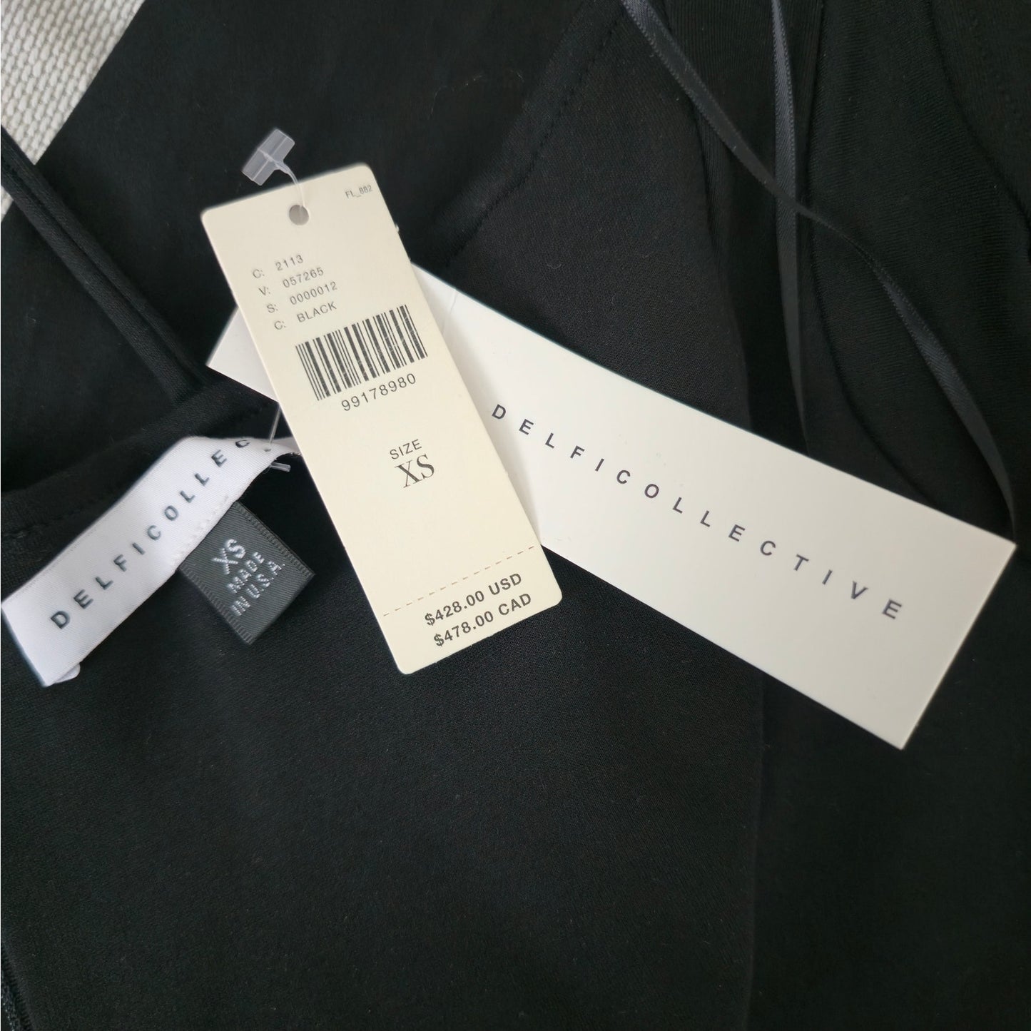 DELFI Collective Black Lilith Dress Elegant Designer Maxi Dress Sz XS