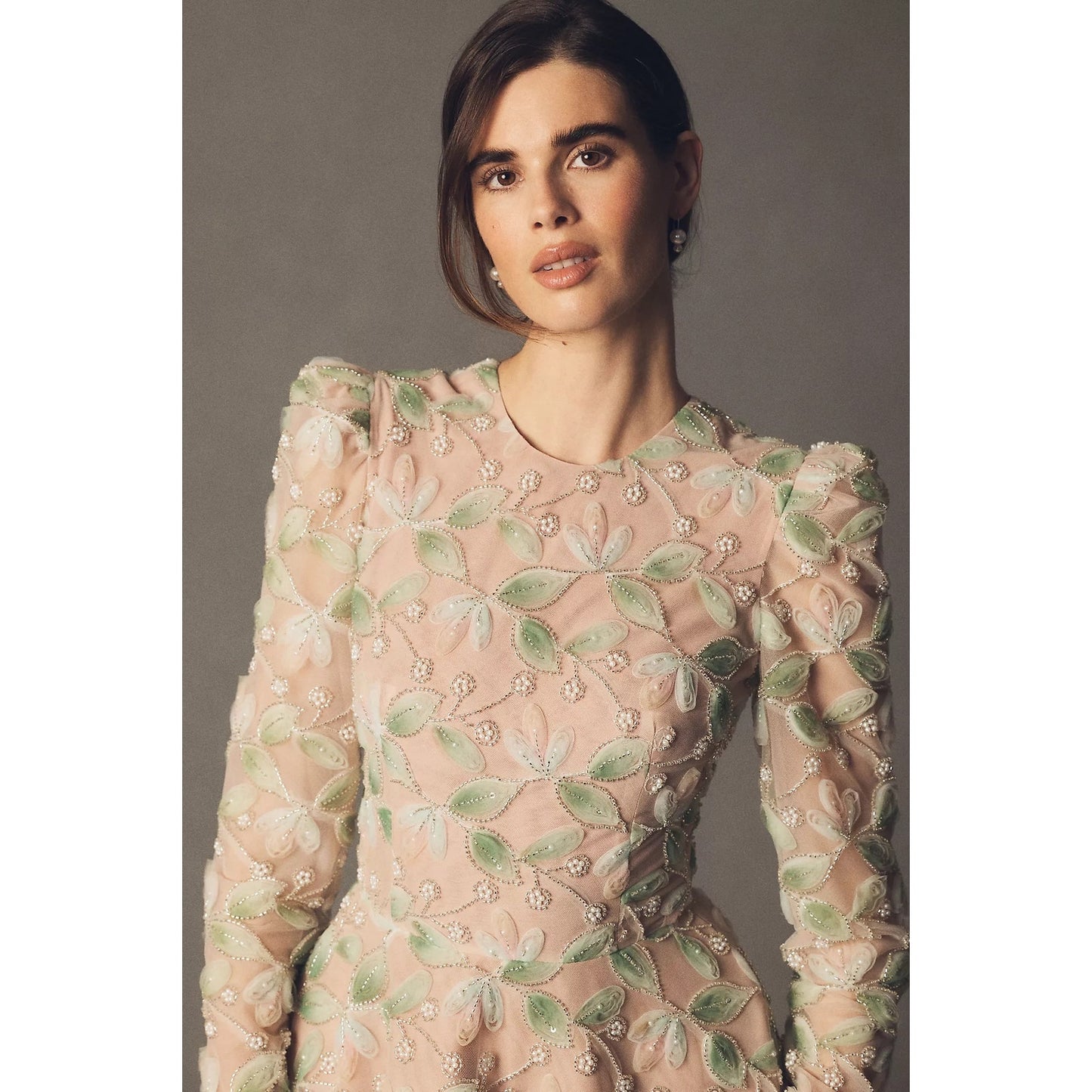 Helsi Tessa Long-Sleeve Appliqué A-Line Maxi Dress Sz XL