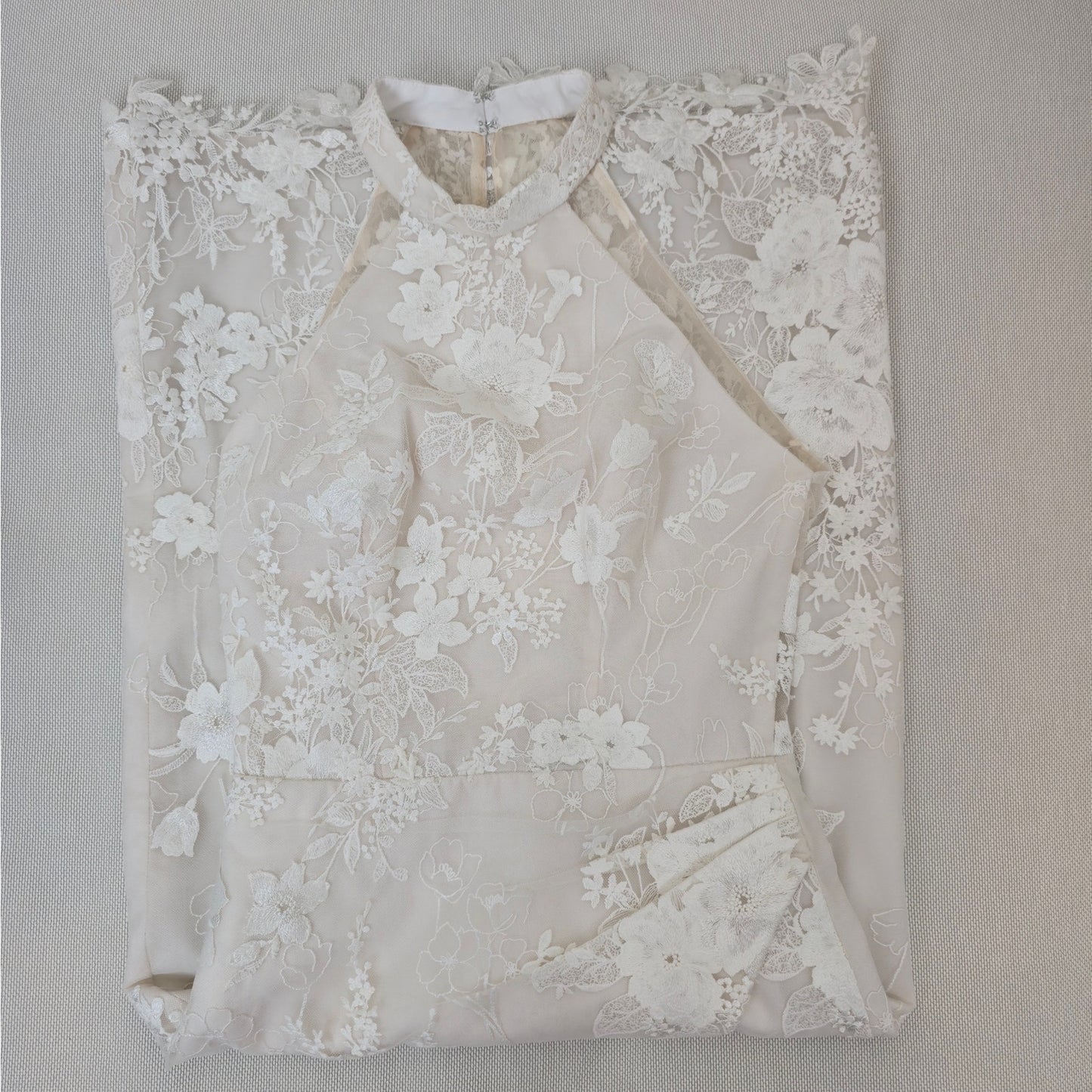 Anne Barge Unforgettable Halter Embroidered Lace Midi Dress Sz Small