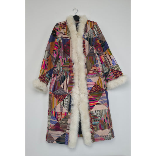 Free People Caravan Coat Patchwork Shearling Trim Sz Small NWT