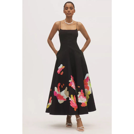Acler Abstract Samstone Sleeveless A-Line Maxi Dress sz 12