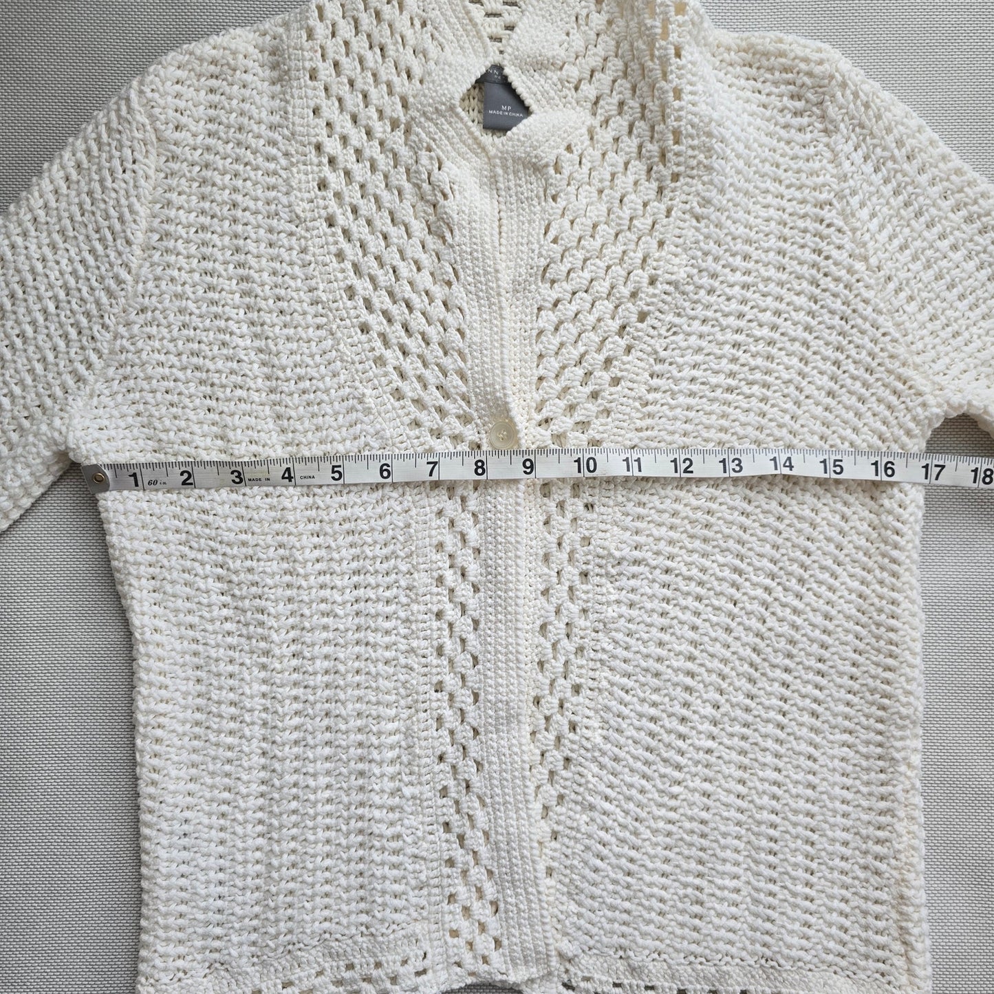 Ann Taylor Ivory Lace Crochet Sweater Cardigan Sz MP (710)