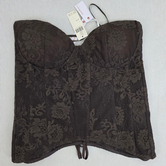 V. Chapman Chocolate Carolena Set Corset Skirt Chantilly Lace Sz 8 NWT