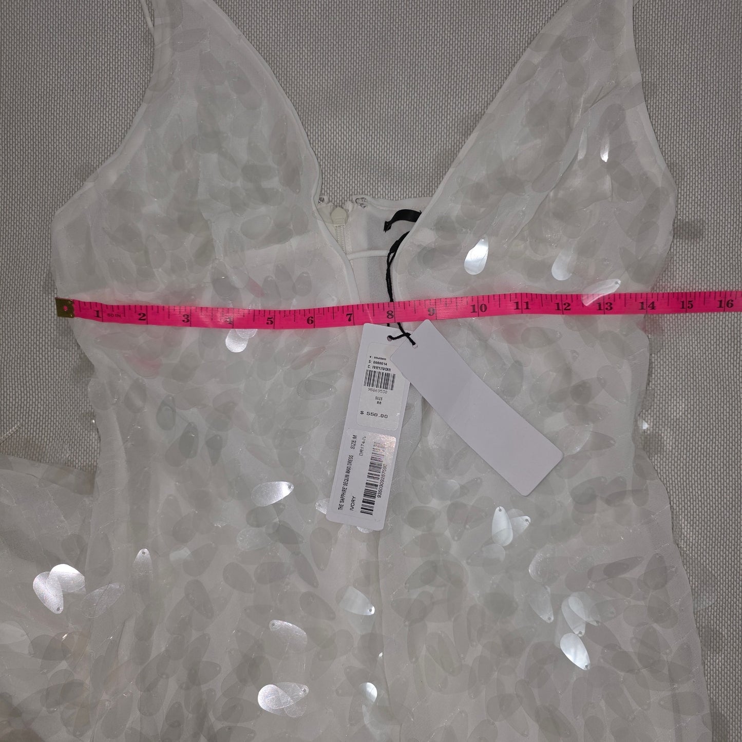 MISHA The Sapphire Sequin Maxi Dress in Ivory Sz M NWT