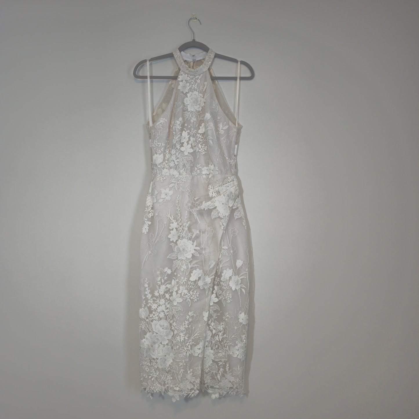 Anne Barge Unforgettable Halter Embroidered Lace Midi Dress Sz Small